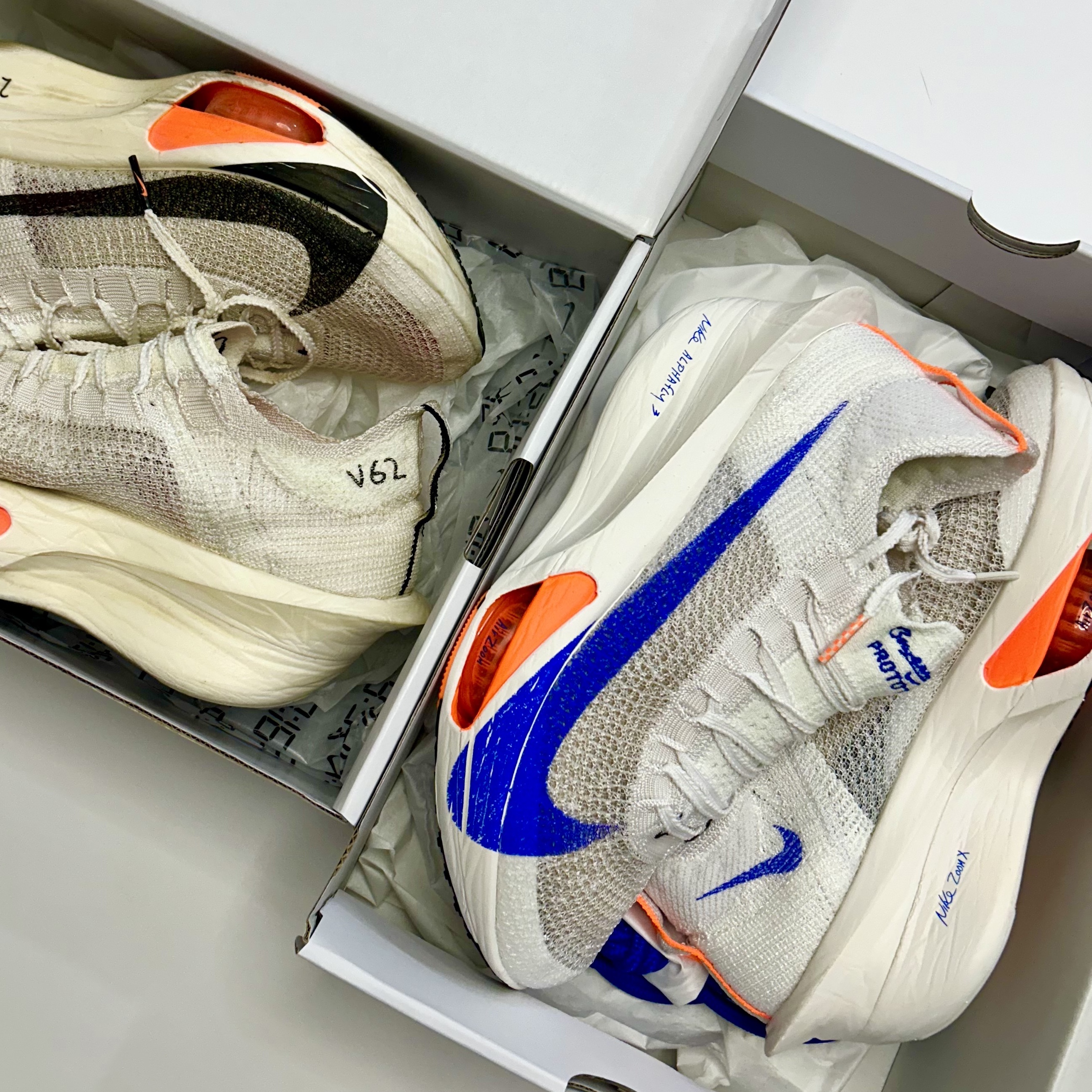 Nike Air Zoom Alphafly Next% 3 Blueprint, Nike Air Zoom Alphafly Next% 3 Proto White Total Orange 착용 스타일