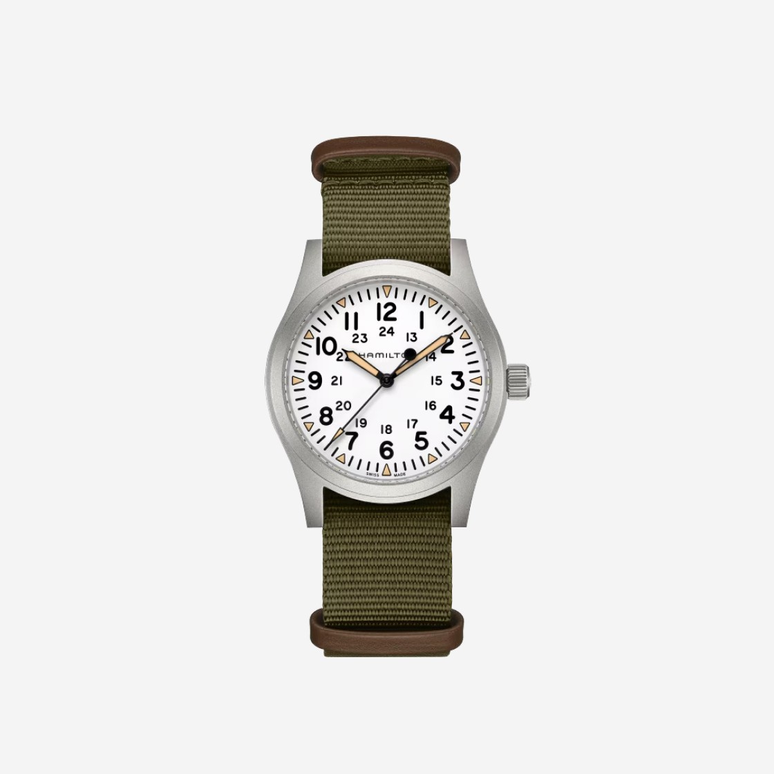 Hamilton Khaki Field Mechanical 42mm Nato Strap Green White 상세 이미지 1