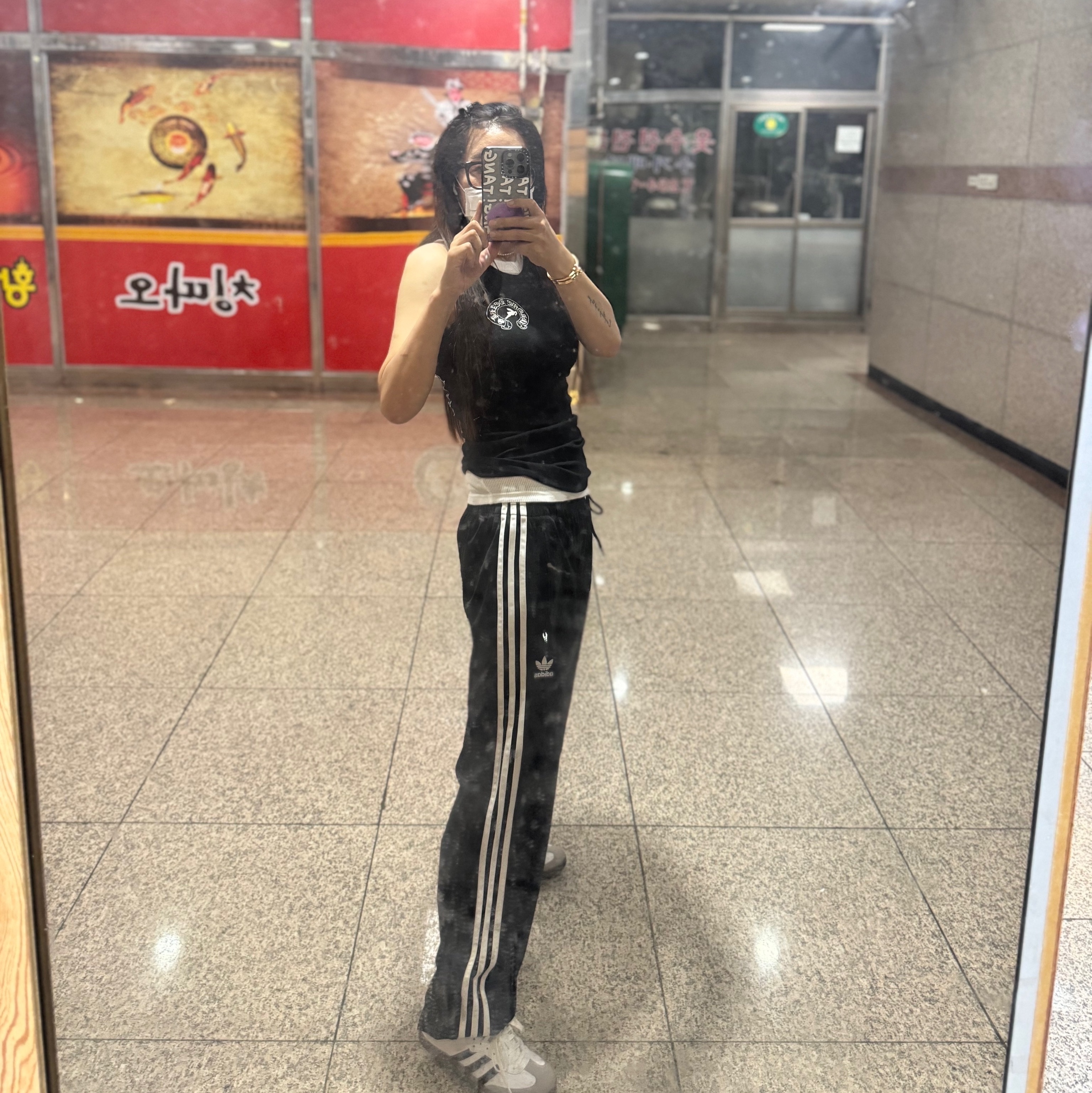 Chrome Hearts Horseshoe Tank Top Black, Adidas Samba OG Cloud White 착용 스타일 - 2