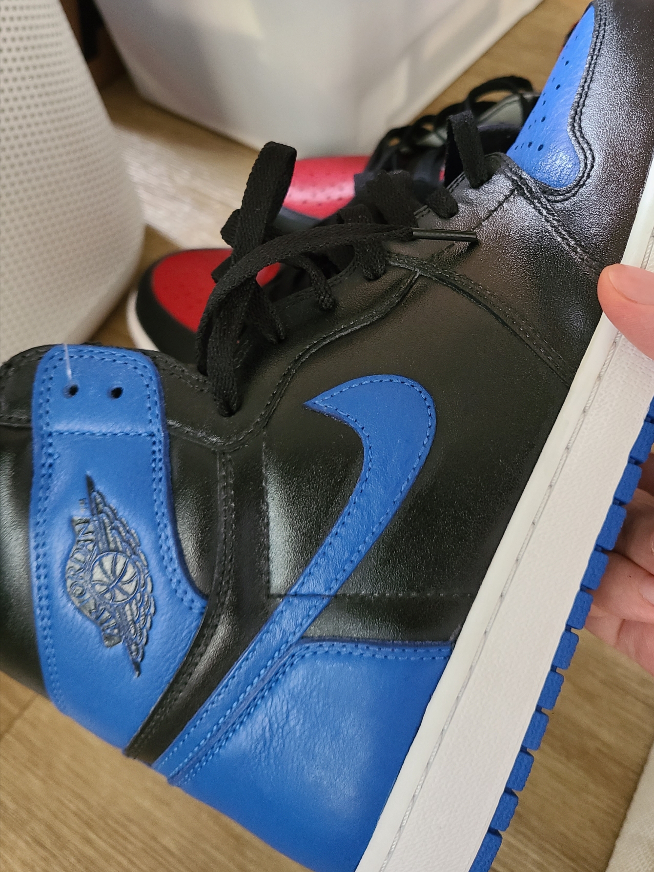 Jordan 1 Retro Royal 2017, Jordan 1 Retro High OG Bred Banned 2016 착용 스타일 - 1