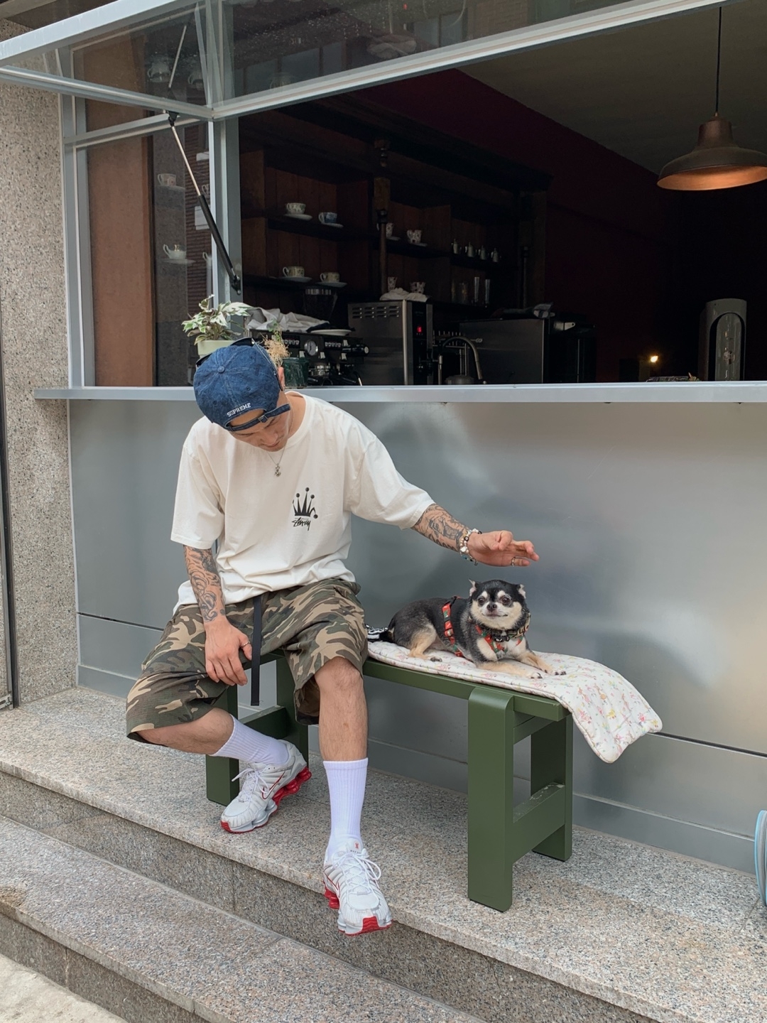 Gentle Monster x Maison Margiela MM004 Black Black, Supreme Kevlar Denim S Logo 6-Panel Indigo - 22SS 착용 스타일 - 2