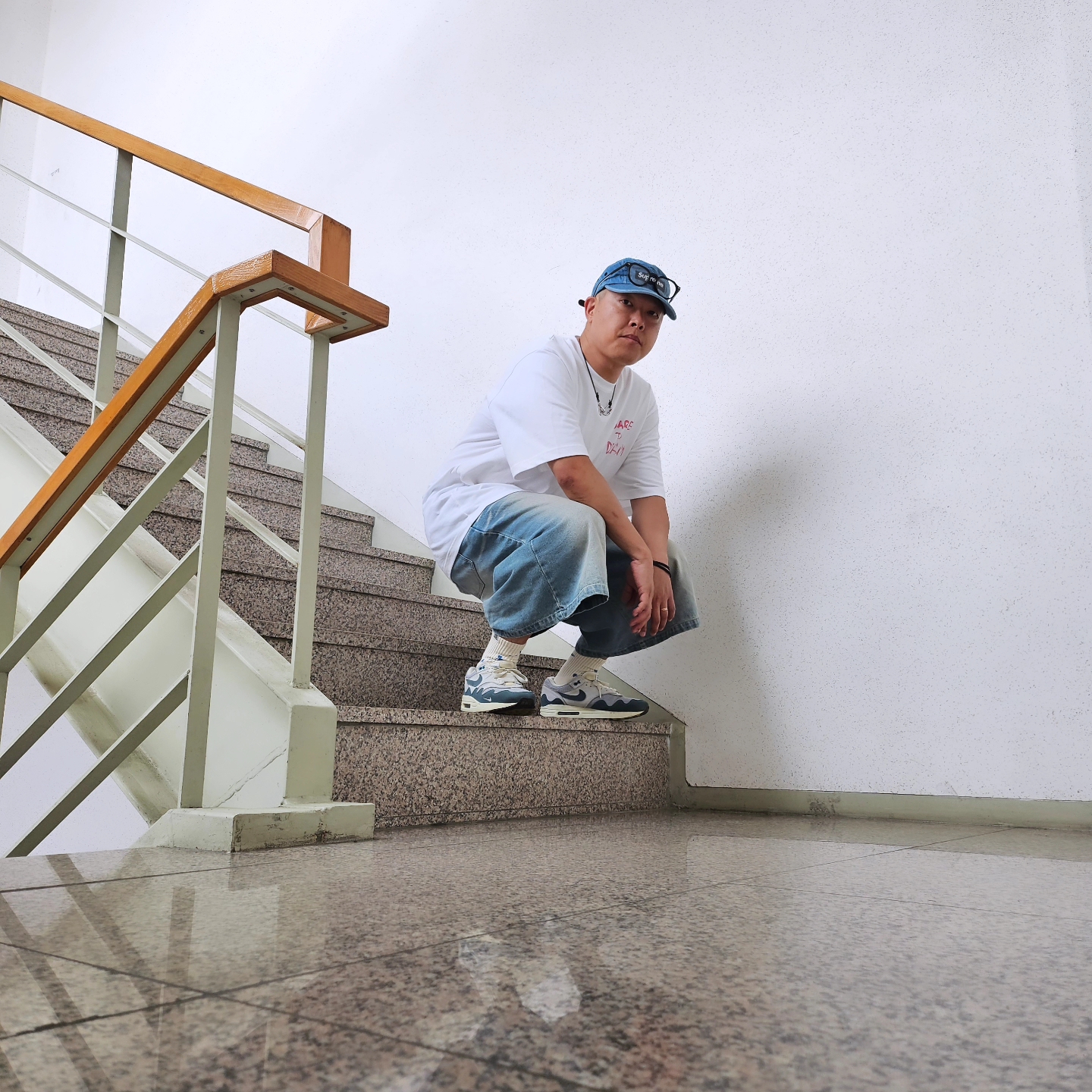 Supreme Washed Chino Twill Camp Cap Denim - 23FW, Nike x Patta Air Max 1 Noise Aqua 착용 스타일 - 3