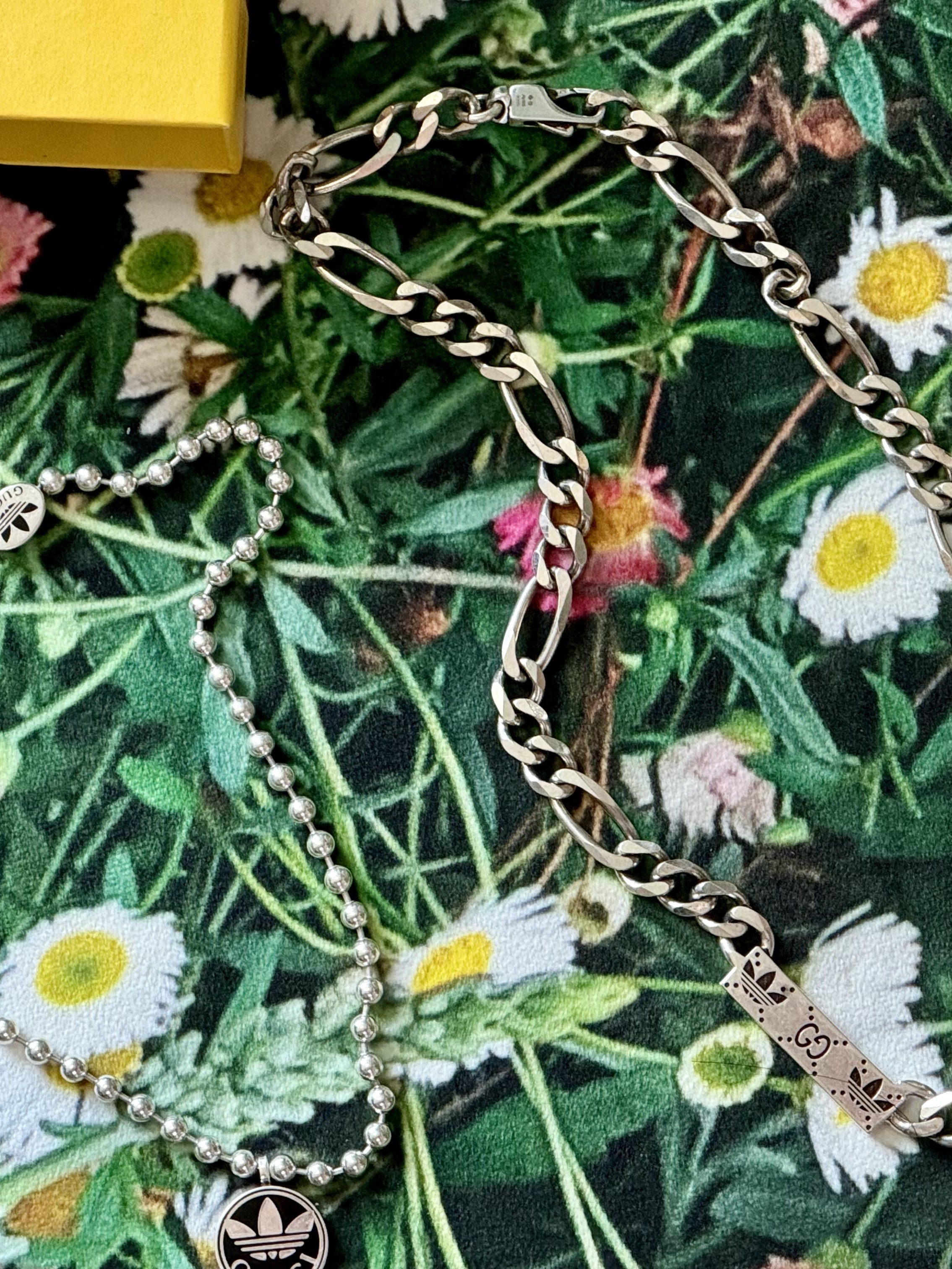 Gucci x Adidas Gourmette Chain Necklace Sterling Silver 착용 스타일 - 6