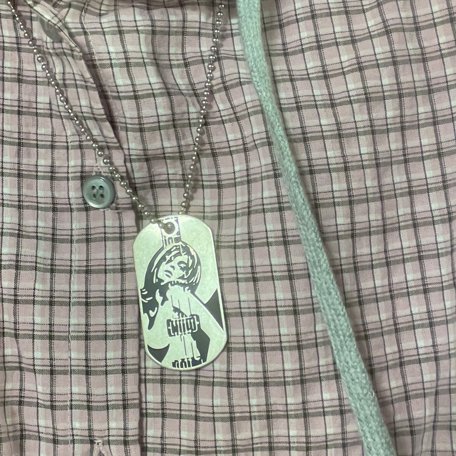 Hysteric Glamour Guitar Girl Ball Chain Necklace Silver 착용 스타일 - 1