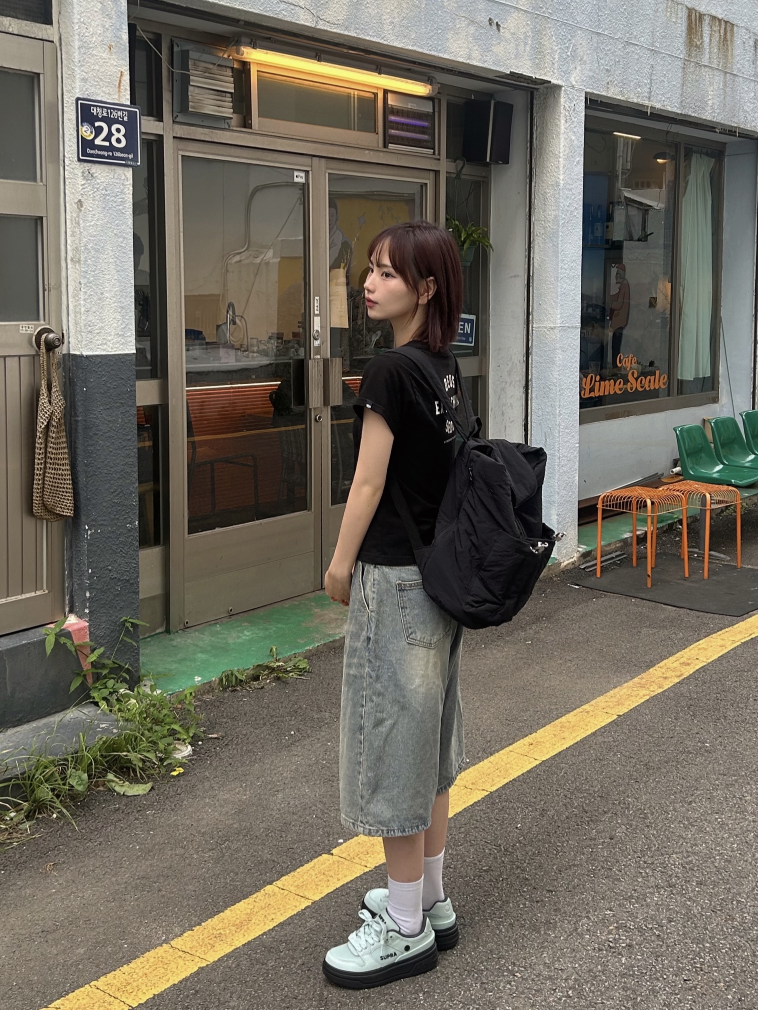 (Kids) Deus Ex Machina College Seoul T-Shirt Black 착용 스타일