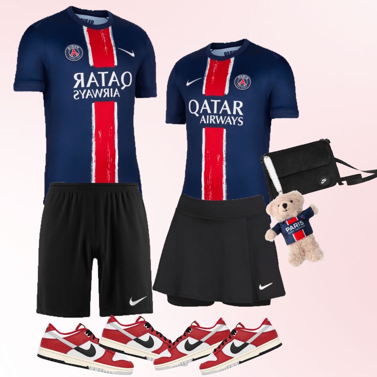 Nike Paris Saint-Germain 2024/25 Dri-Fit Stadium Home Replica Jersey Midnight Navy (Non Marking Ver.), Nike Dri-Fit Park 3 Shorts Black 착용 스타일