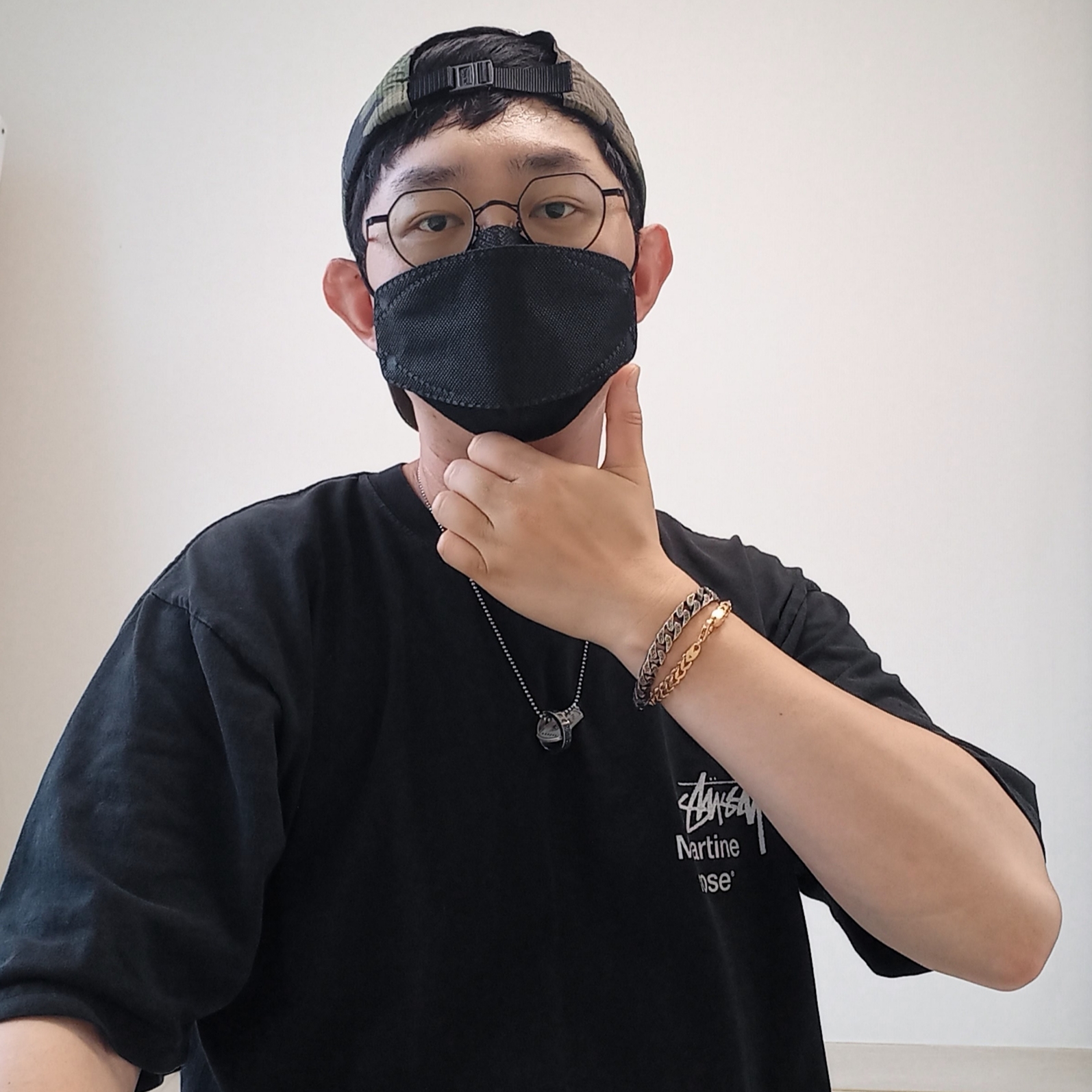 Supreme Seersucker S Logo 6-Panel Woodland Camo - 24SS, Stussy x Martine Rose Collage Pigment Dyed T-Shirt Black 착용 스타일 - 3