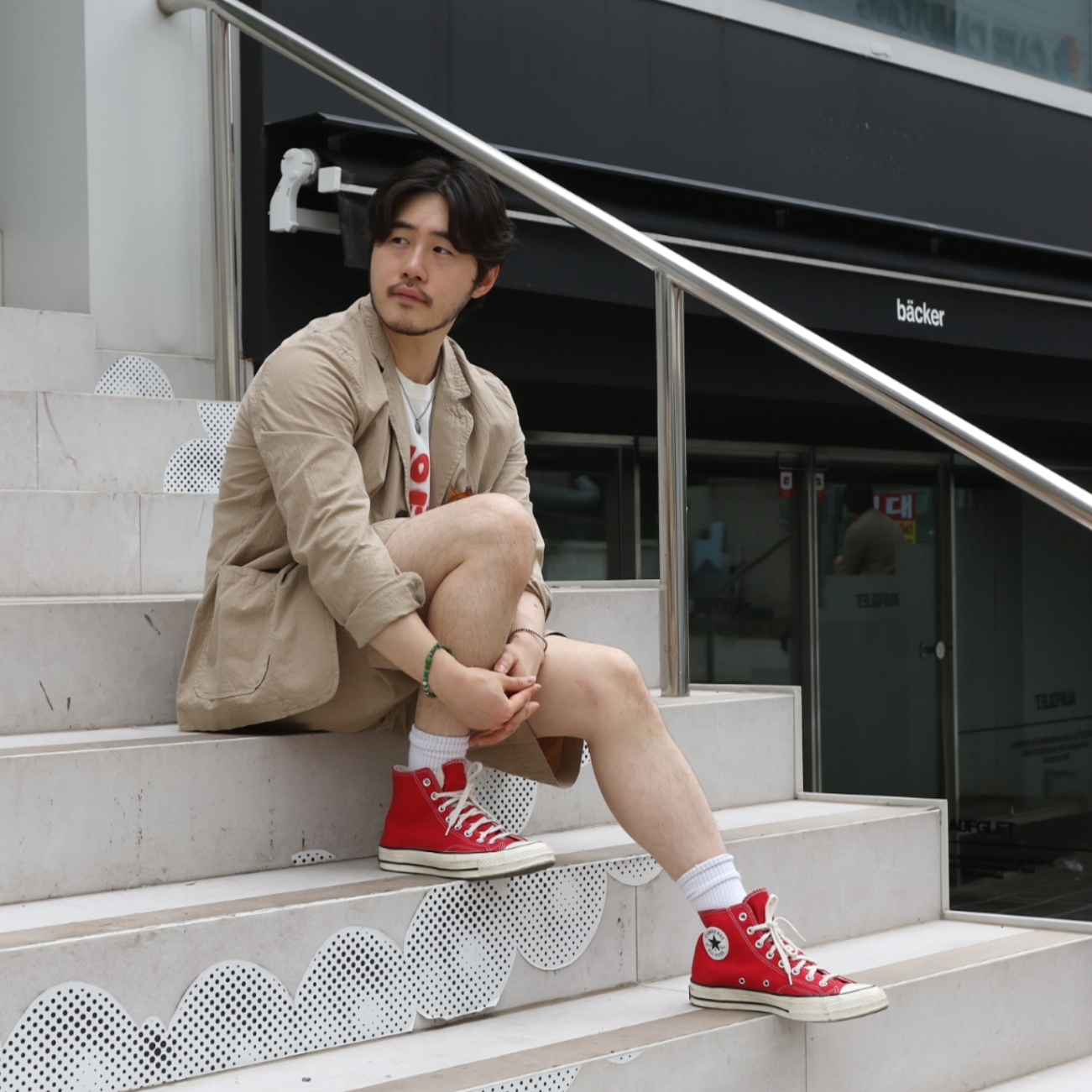 Converse Chuck Taylor All Star Core High Red 착용 스타일 - 1