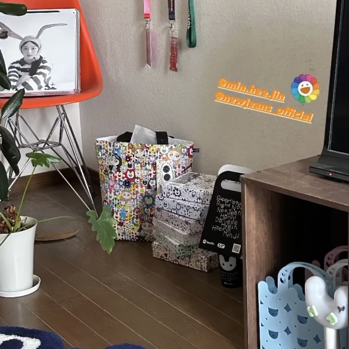 NewJeans x Murakami Medium Reusable Bag 착용 스타일