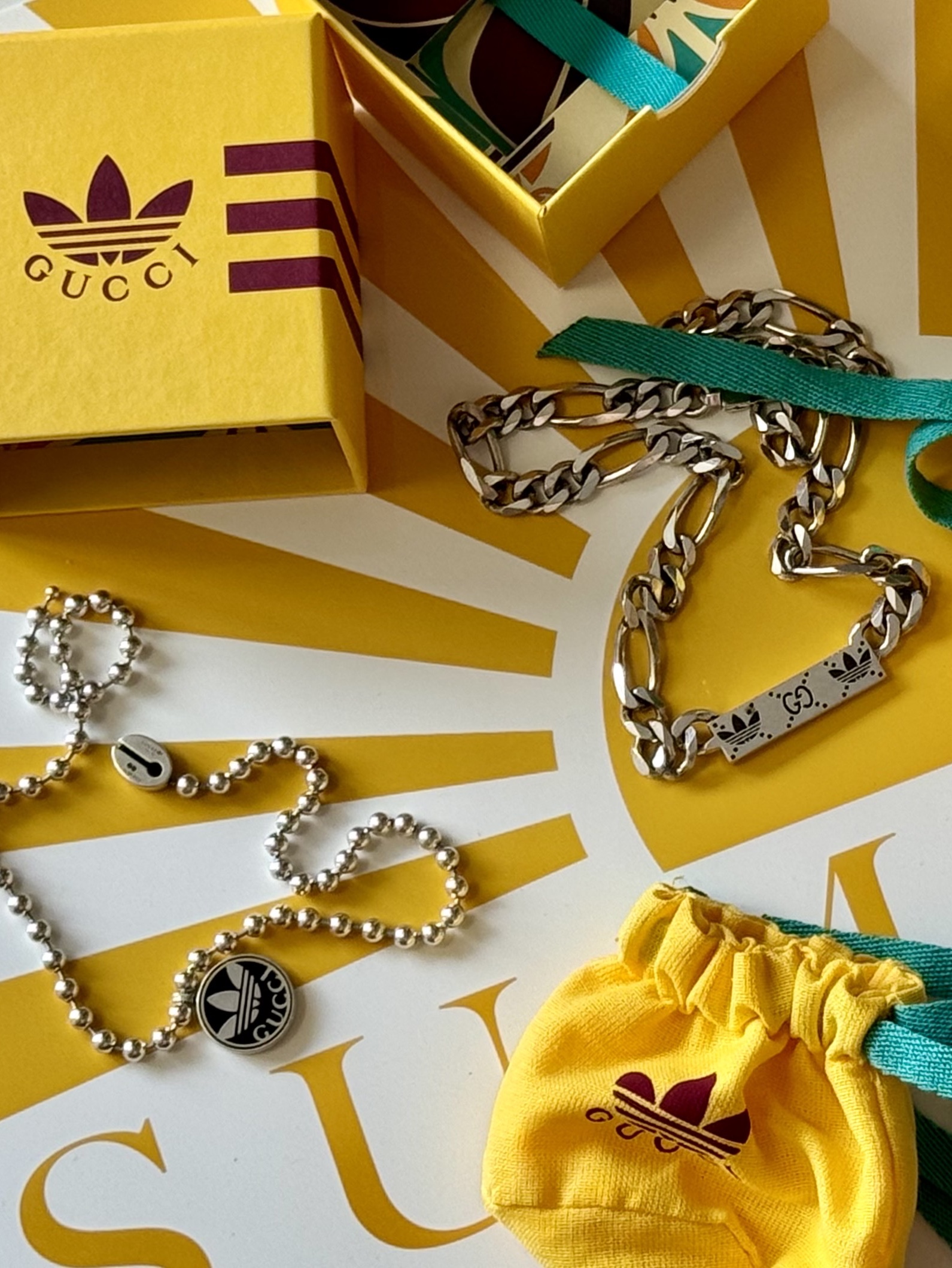 Gucci x Adidas Gourmette Chain Necklace Sterling Silver 착용 스타일 - 1