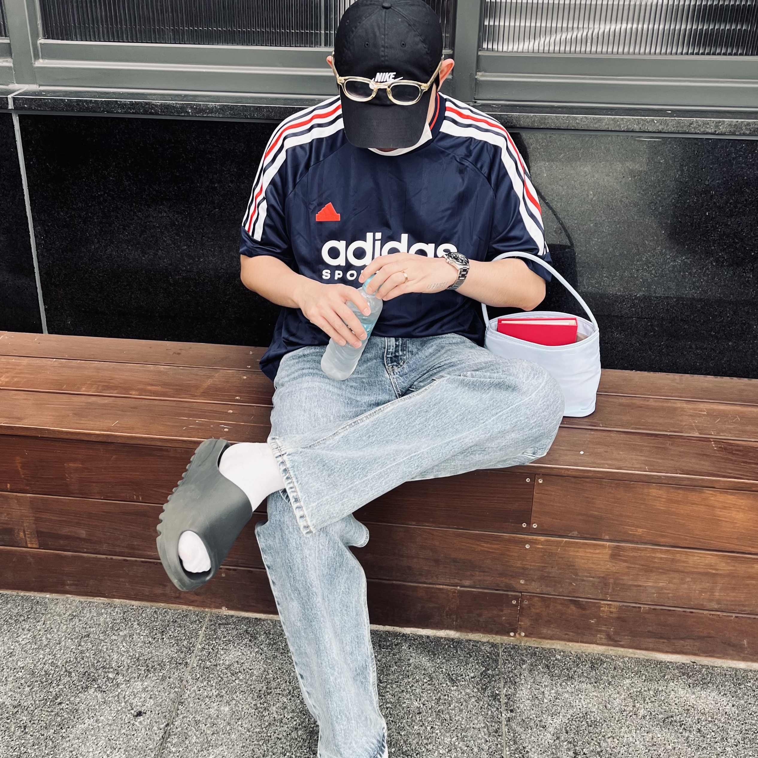Adidas House of Tiro Nations Pack T-Shirt Team Navy Blue 2 - KR Sizing 착용 스타일