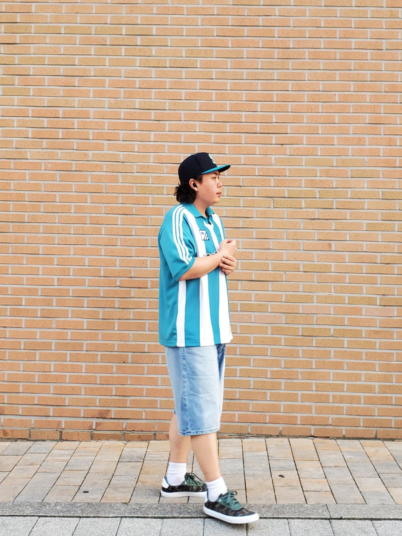 Adidas Trefoil Logo Play Football Graphic S/S Polo T-Shirt Arctic Fusion - KR Sizing 착용 스타일 - 2