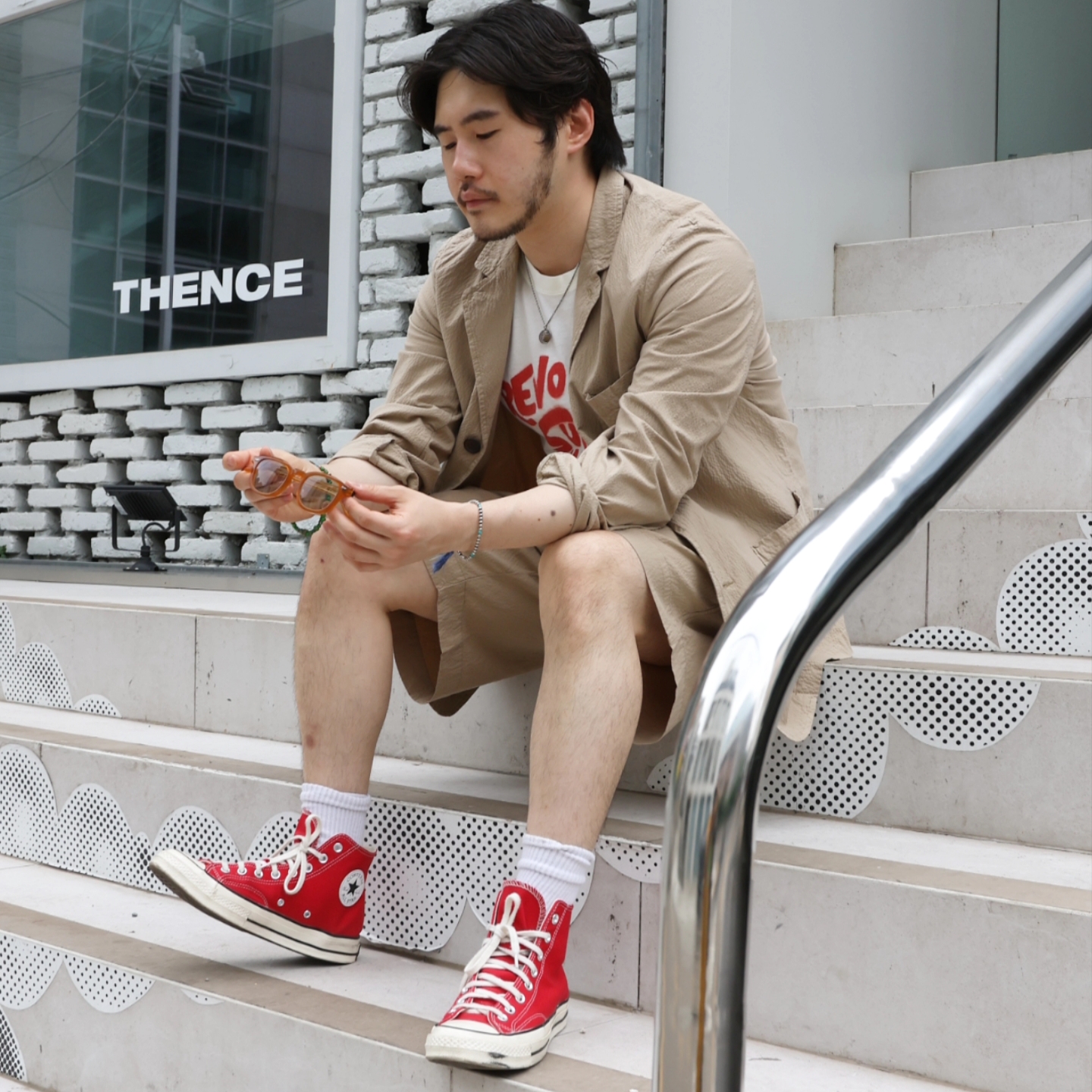 Converse Chuck Taylor All Star Core High Red 착용 스타일 - 2