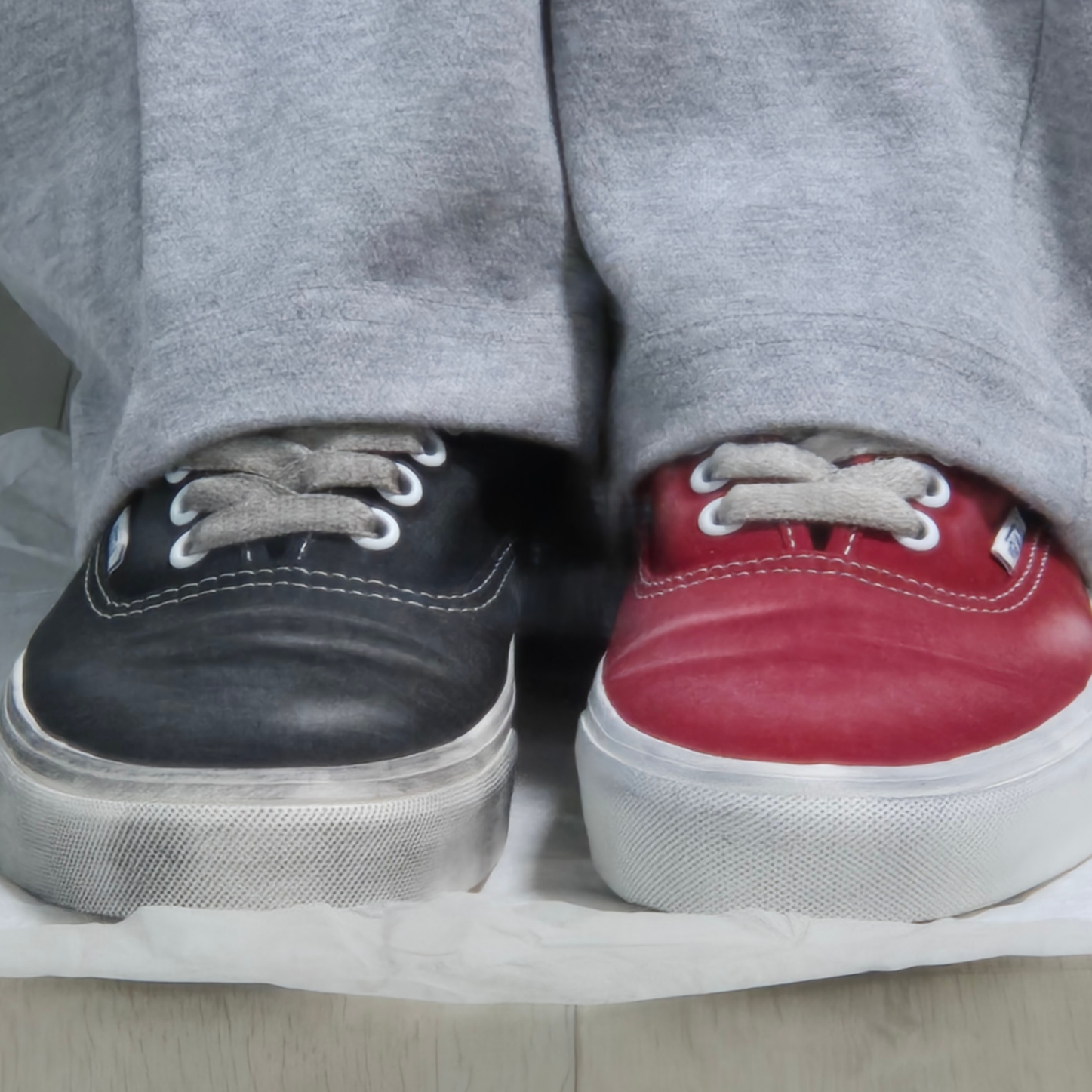 Vans Authentic Wave Washed Red, Vans Authentic Wave Washed Black 착용 스타일 - 2