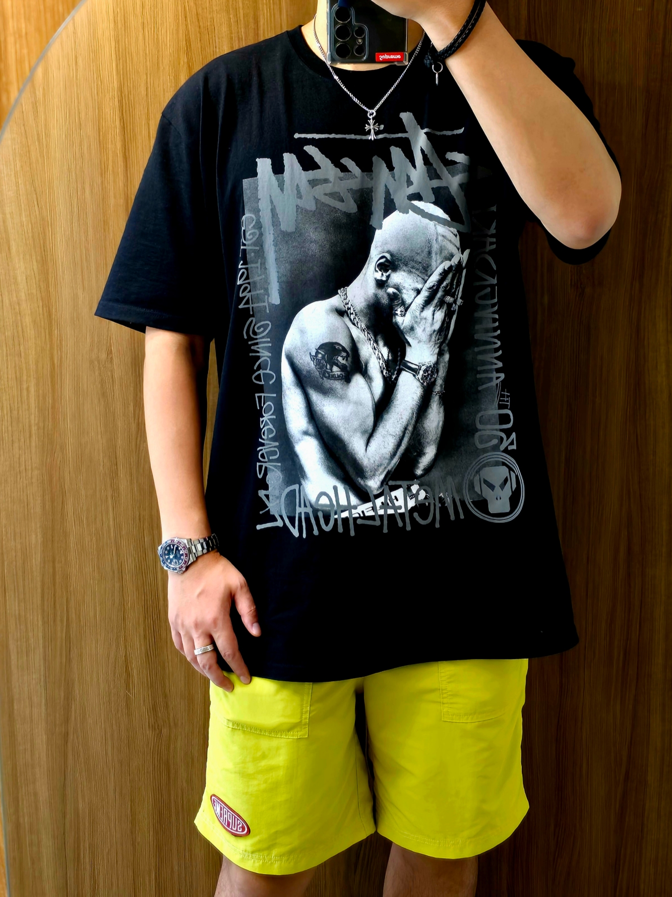 Supreme Nylon Painter Short Gold - 24SS, Stussy x Goldie Metalheadz 30 T-Shirt Black 착용 스타일