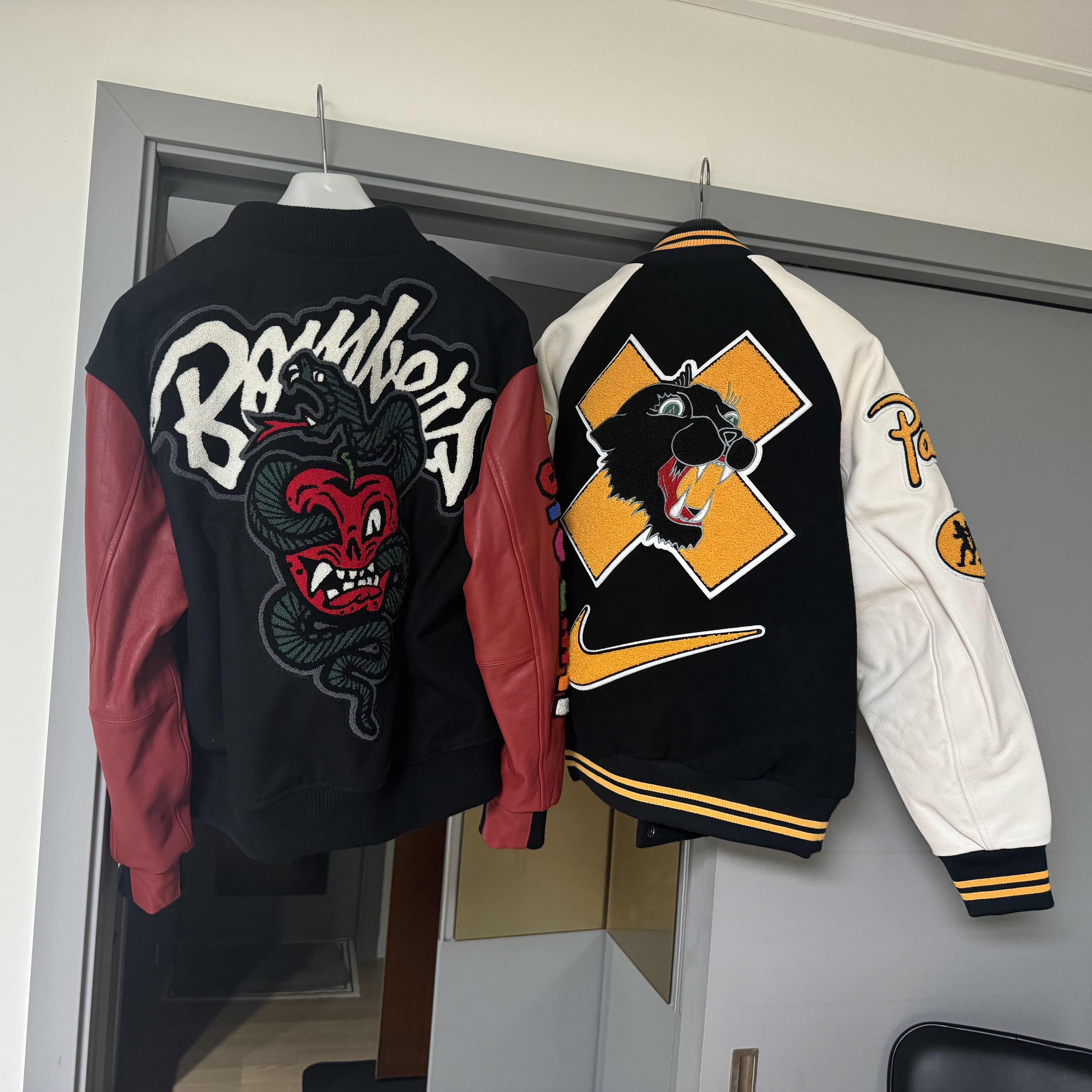 Nike x Patta Varsity Jacket Black Yellow - Asia 착용 스타일