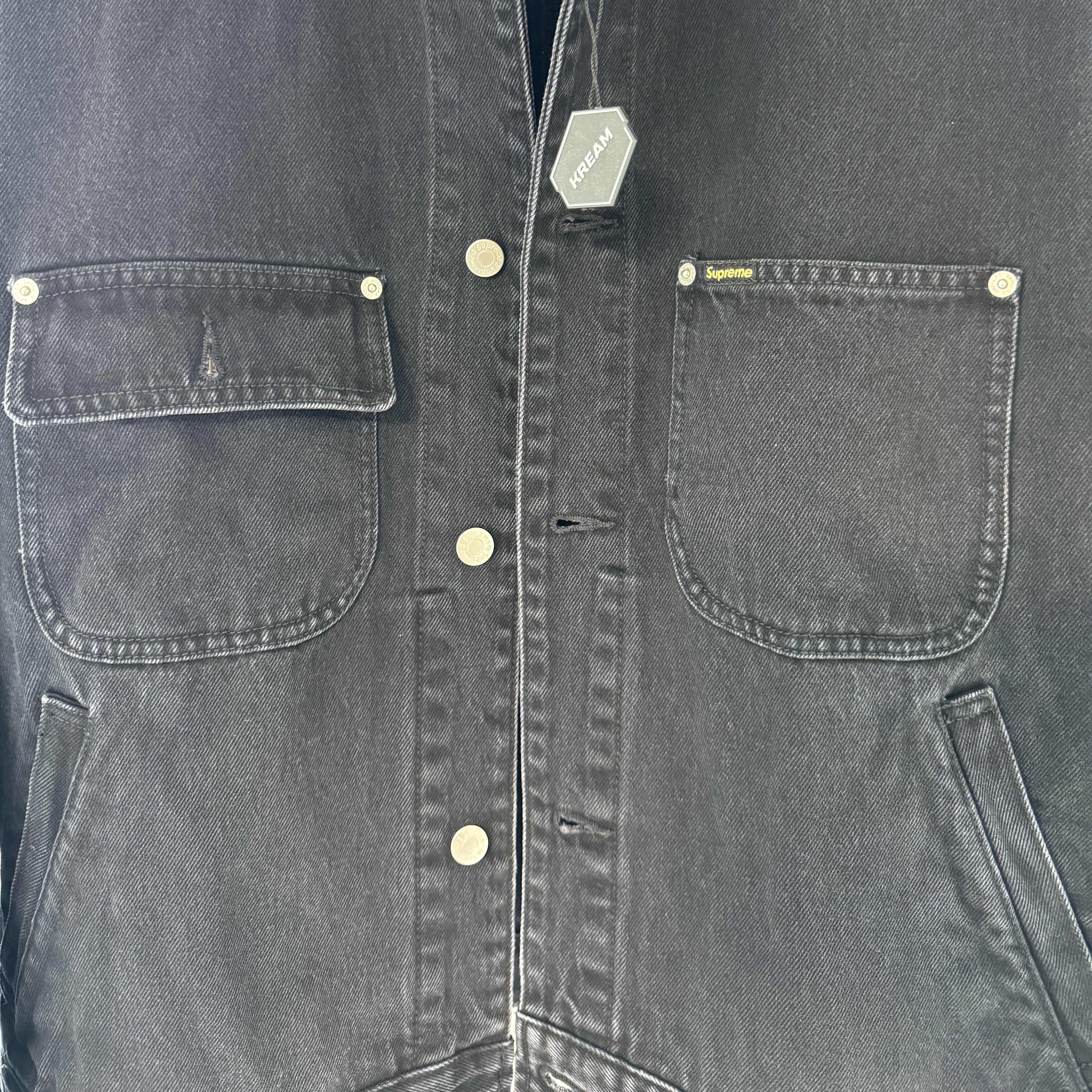 Supreme Denim Chore Trucker Jacket Black - 24SS 착용 스타일