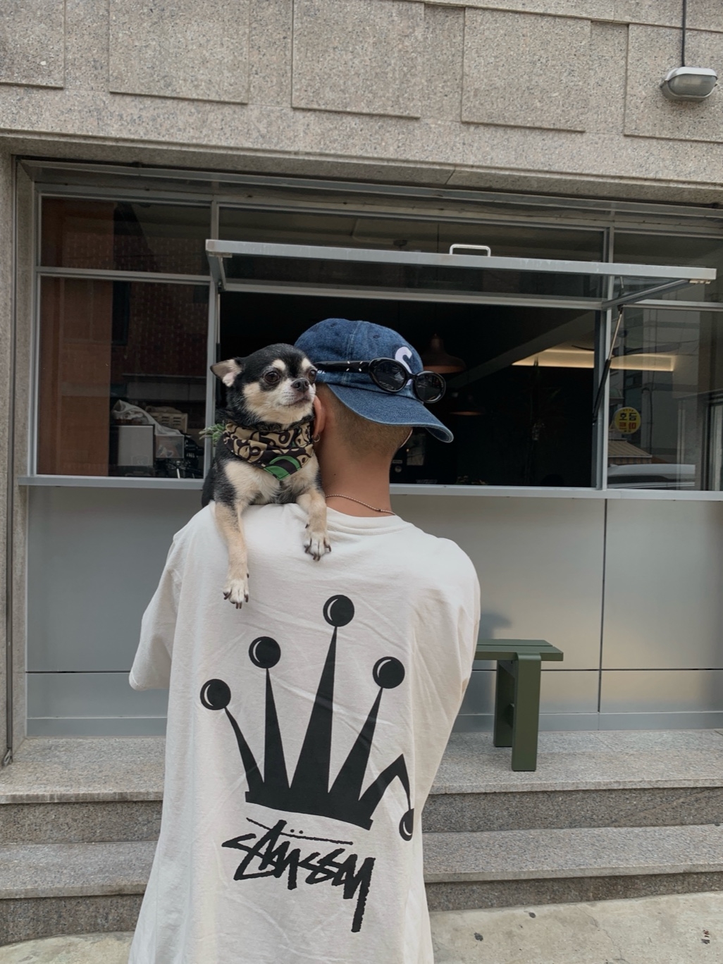 Gentle Monster x Maison Margiela MM004 Black Black, Supreme Kevlar Denim S Logo 6-Panel Indigo - 22SS 착용 스타일 - 1