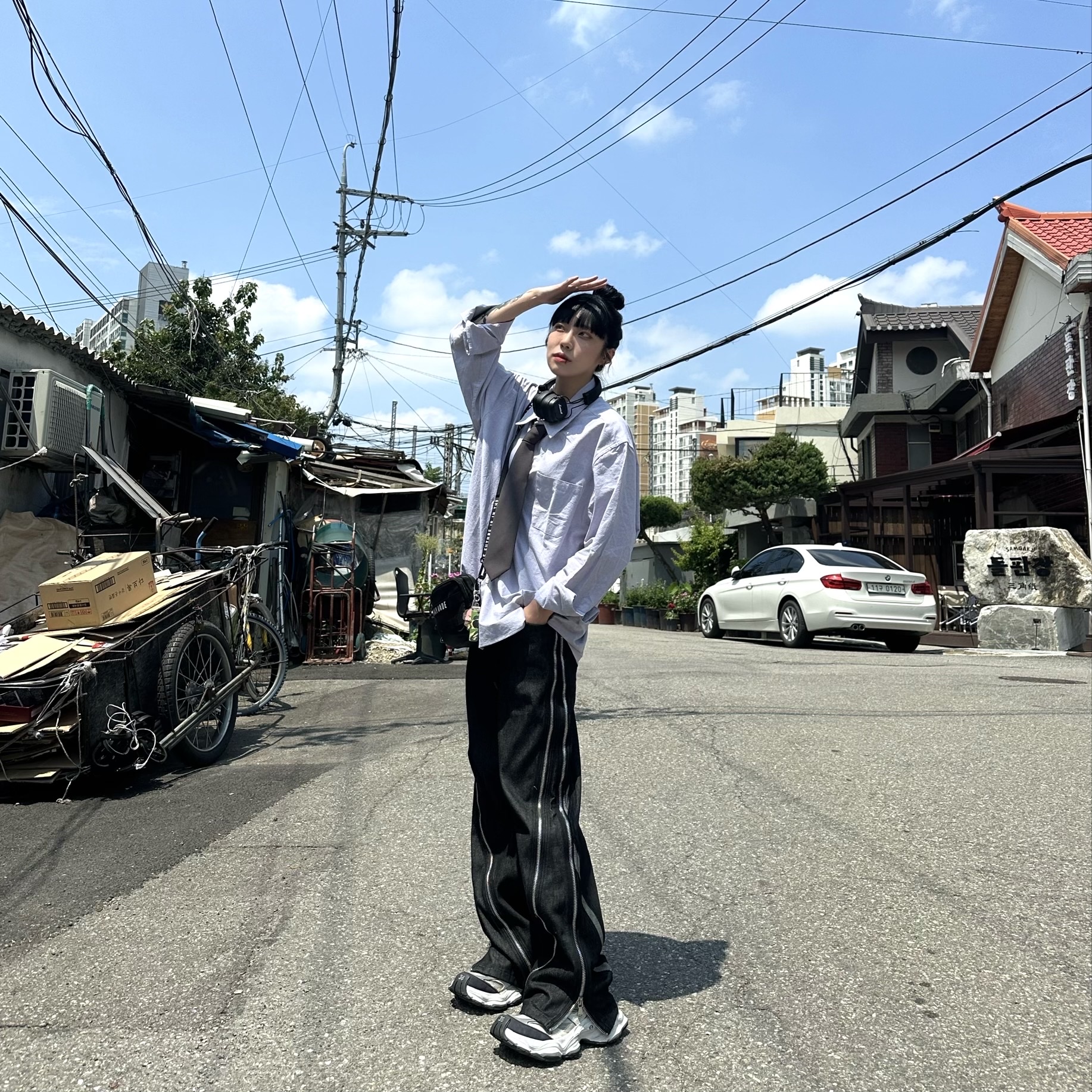 Balenciaga Cargo Sneakers White Grey, (W) Balenciaga Cargo Sneakers White Grey 착용 스타일