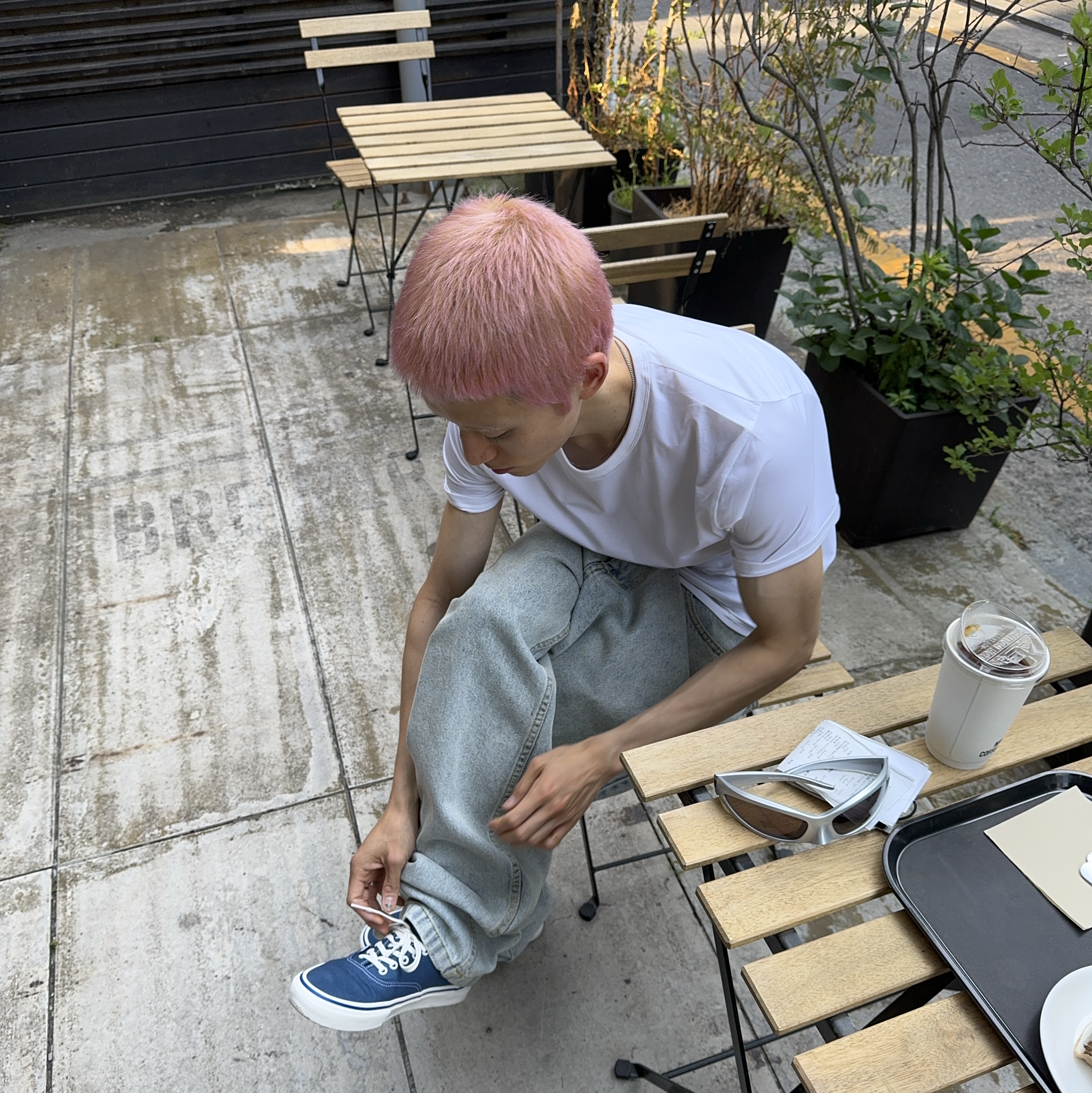 Vans X Palace Skate Authentic STV Navy 착용 스타일 - 2