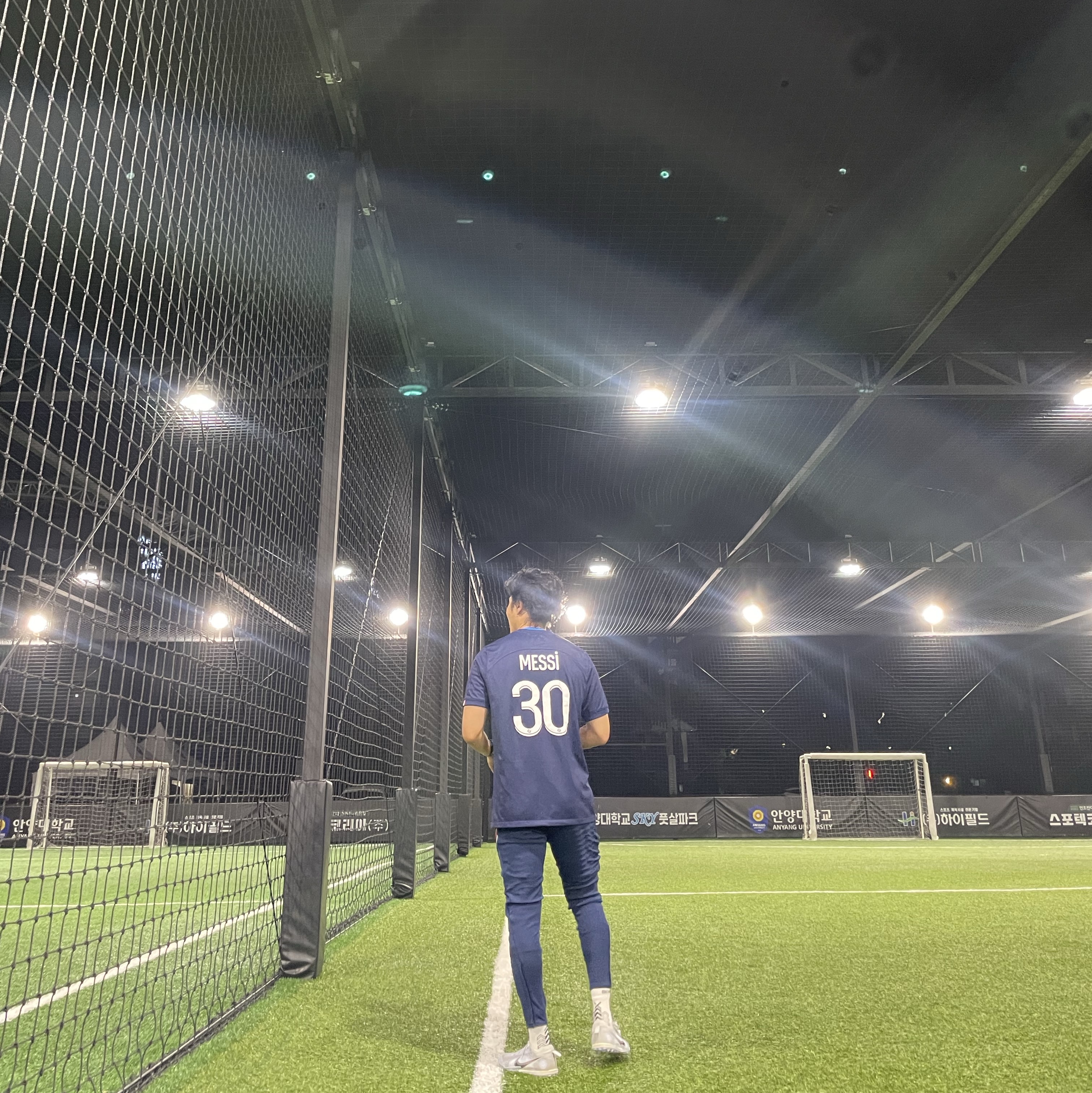 Nike Paris Saint-Germain 2022/23 Dri-Fit Stadium Home Jersey Midnight Navy (Non Marking Ver.), Nike Zoom Mercurial Vapor 14 Pro TF Grey Blackened Blue 착용 스타일 - 2