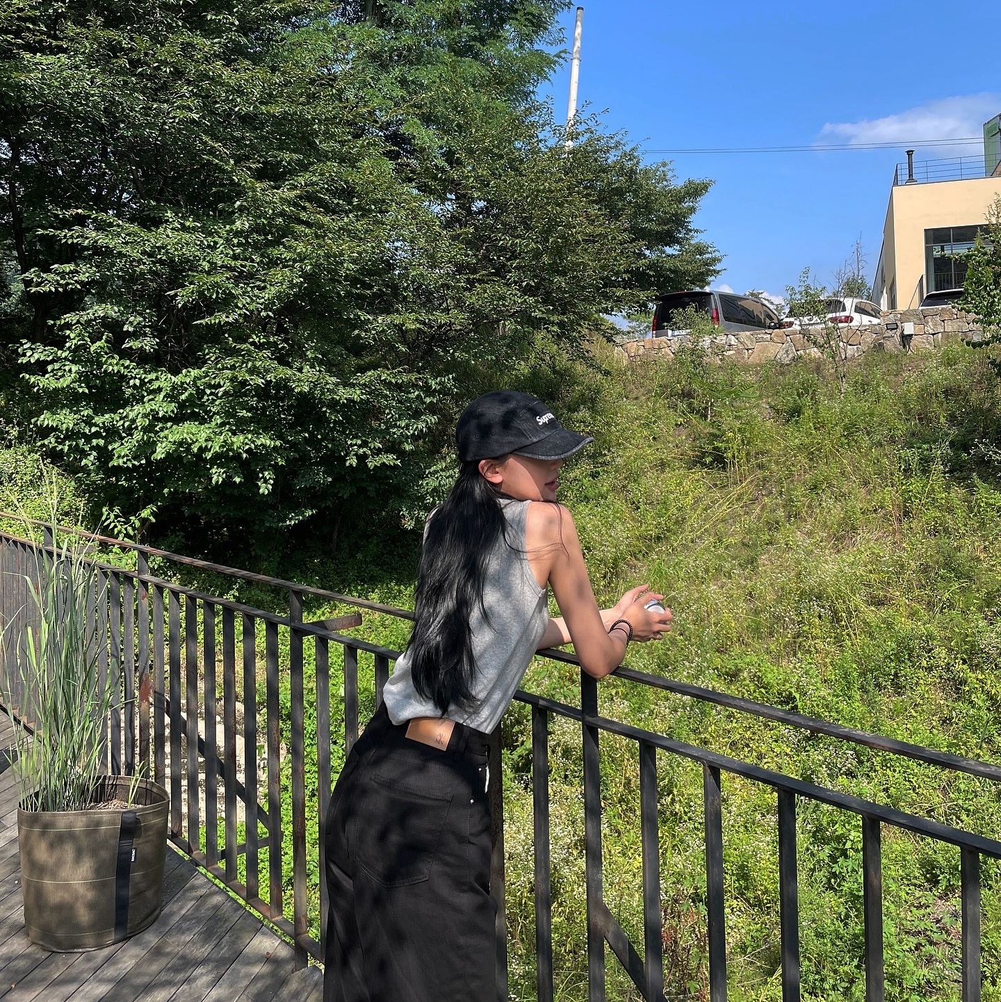 Supreme Denim Camp Cap Black - 24SS 착용 스타일