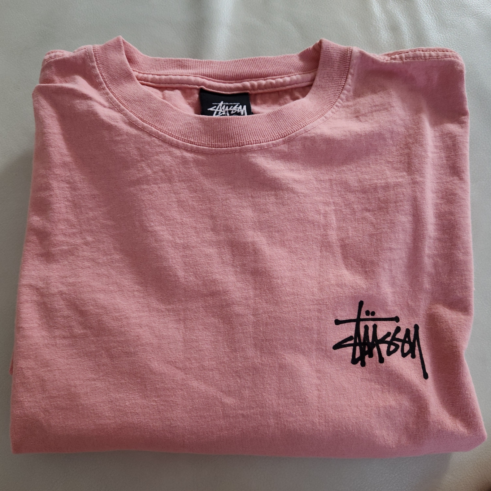Stussy Basic Stussy Pigment Dyed T-Shirt Coral 2024 착용 스타일
