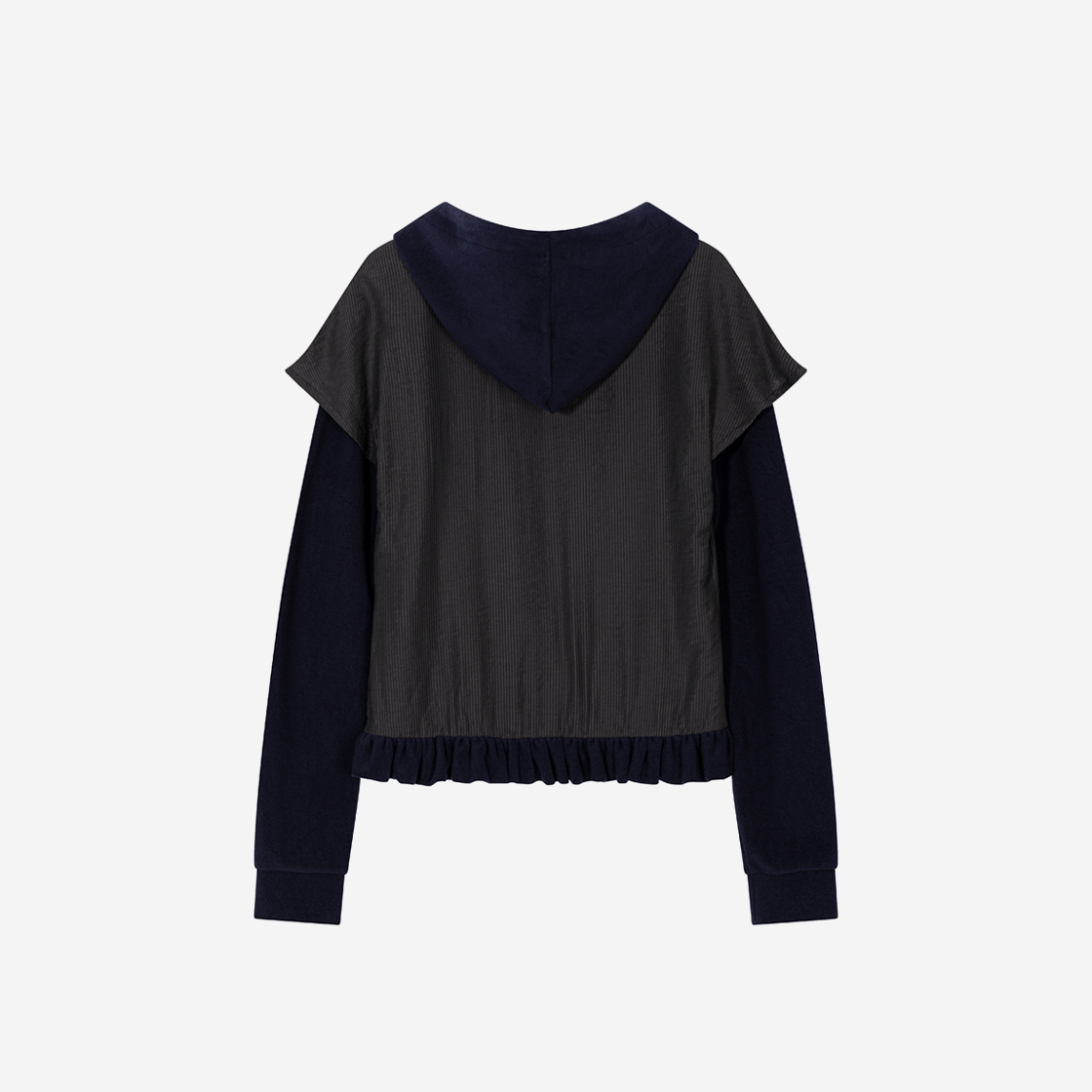 퓨레 셔츠 레이어드 후디 네이비(Puree Shirt Layered Hoodie Navy) - 2