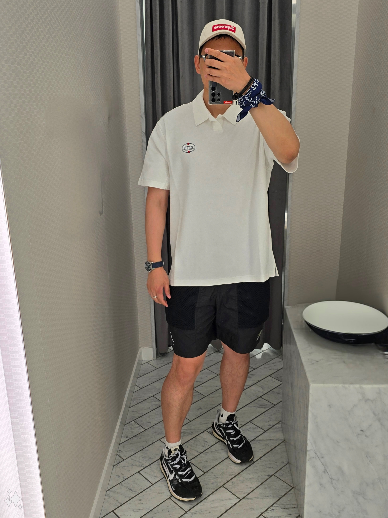 Nike x Sacai VaporWaffle Black White, Supreme Washed Chino Twill Camp Cap Natural - 24SS 착용 스타일