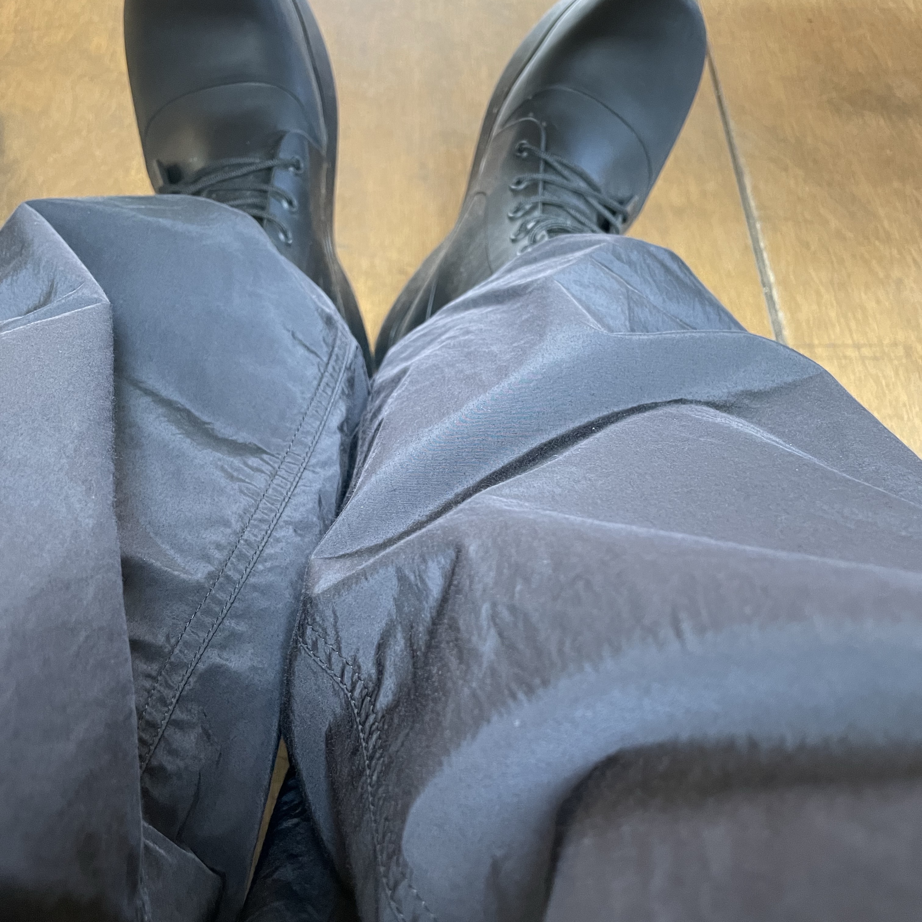 Balenciaga x Adidas Tracksuit Trousers Black, Bottega Veneta Puddle Lace-Up Ankle Boots Black 착용 스타일 - 2