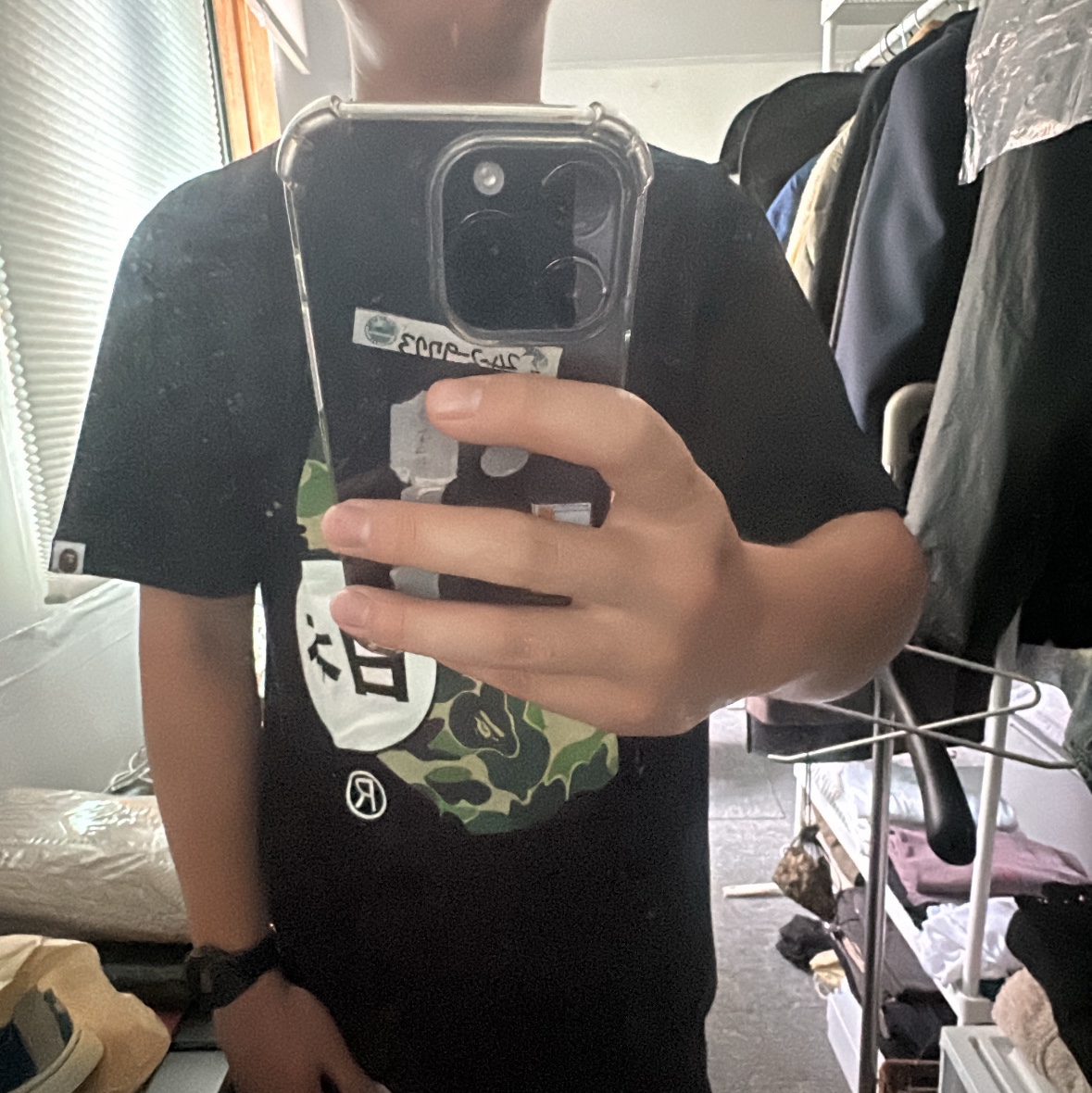 BAPE Japan Big Ape Head City T-Shirt Black 착용 스타일 - 2