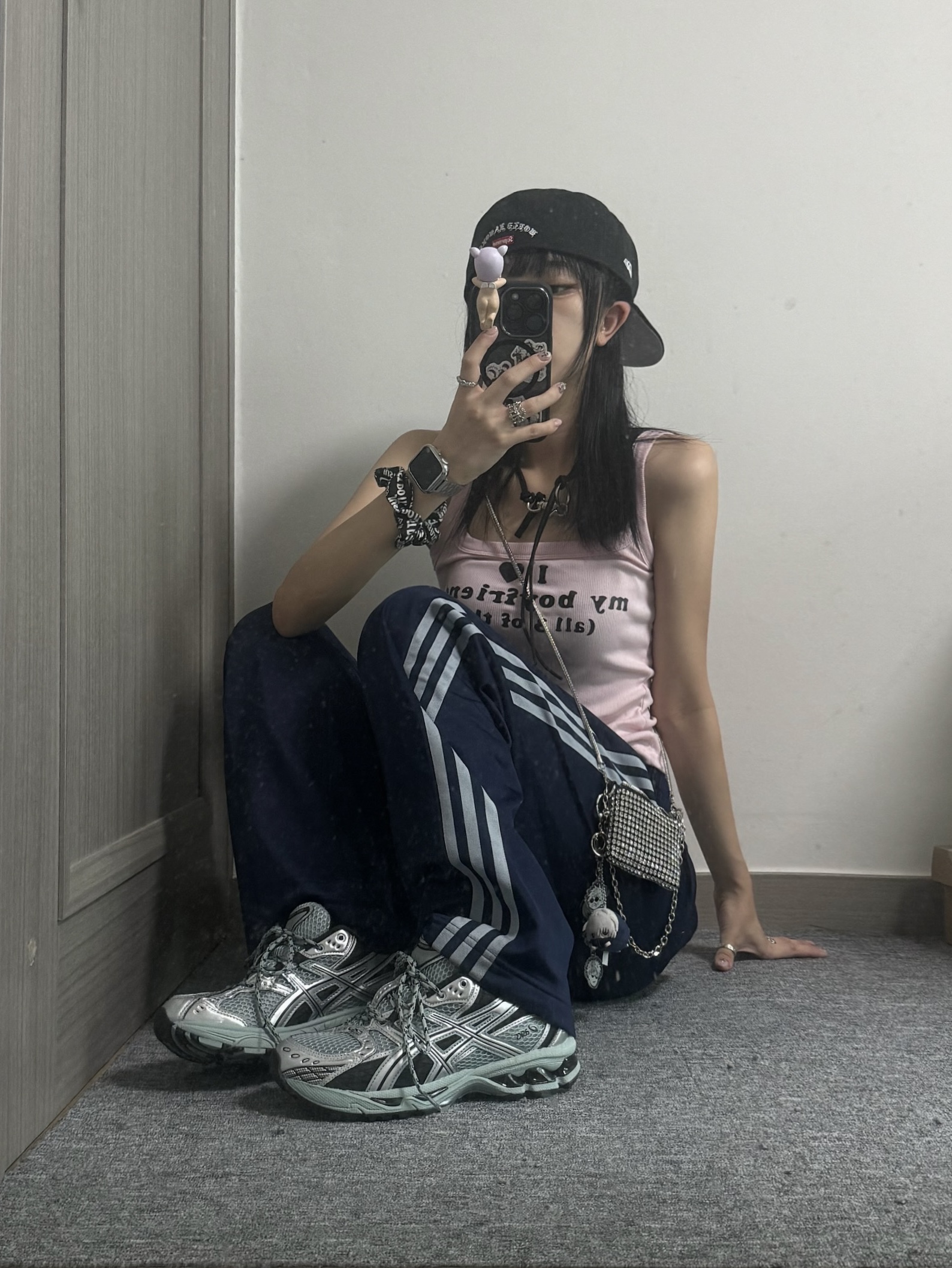 Asics Gel-Nimbus 10.1 Ocean Haze Pure Silver, Supreme Gold Cross S Logo New Era Black - 24SS 착용 스타일 - 1