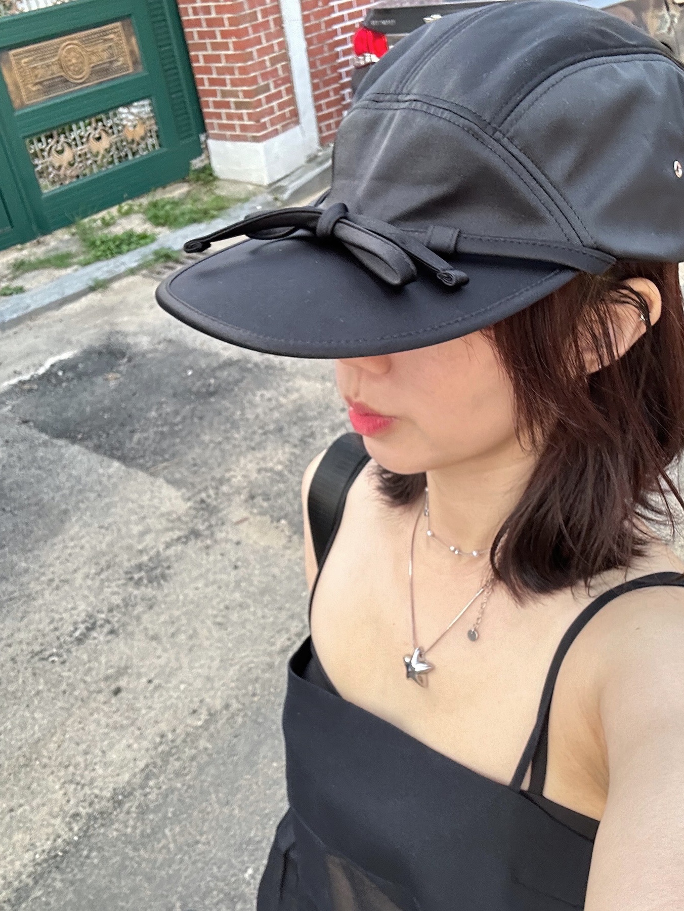 YOUCHE QS Duck Cap Black 착용 스타일 - 6
