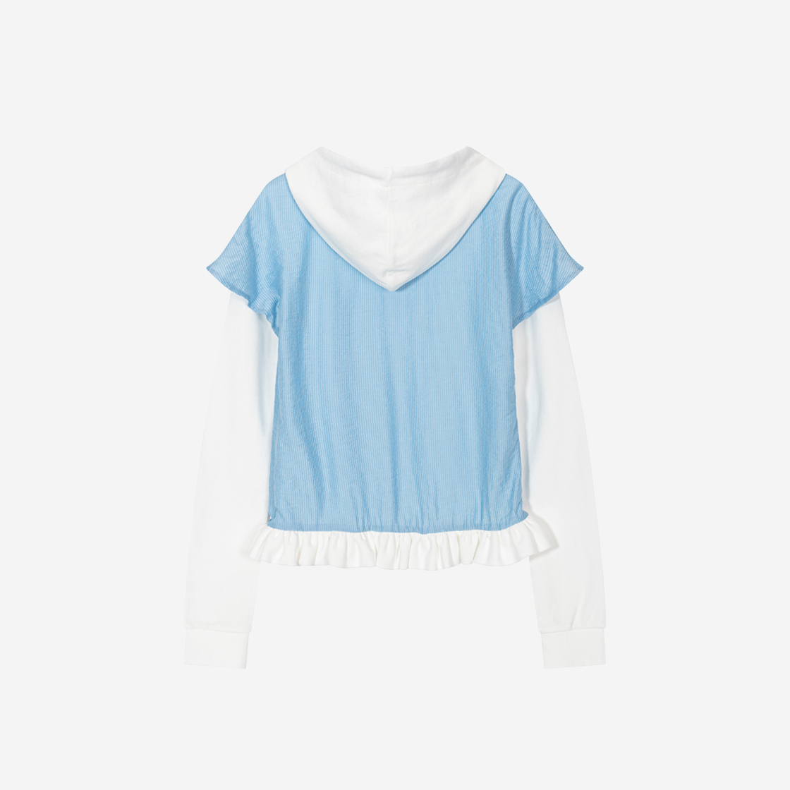 퓨레 셔츠 레이어드 후디 화이트(Puree Shirt Layered Hoodie White) - 2