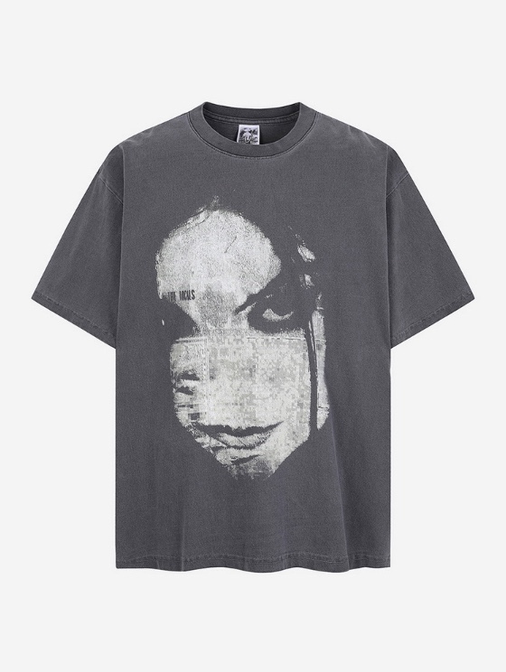 Basketcase Evanescence Tee Washed Black 착용 스타일 - 2