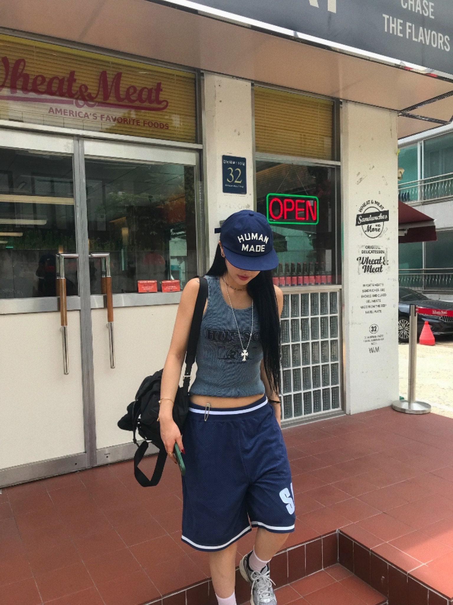 Supreme Ultrasuede Mesh Short Navy - 24SS, Human Made Baseball Cap Navy 착용 스타일 - 2