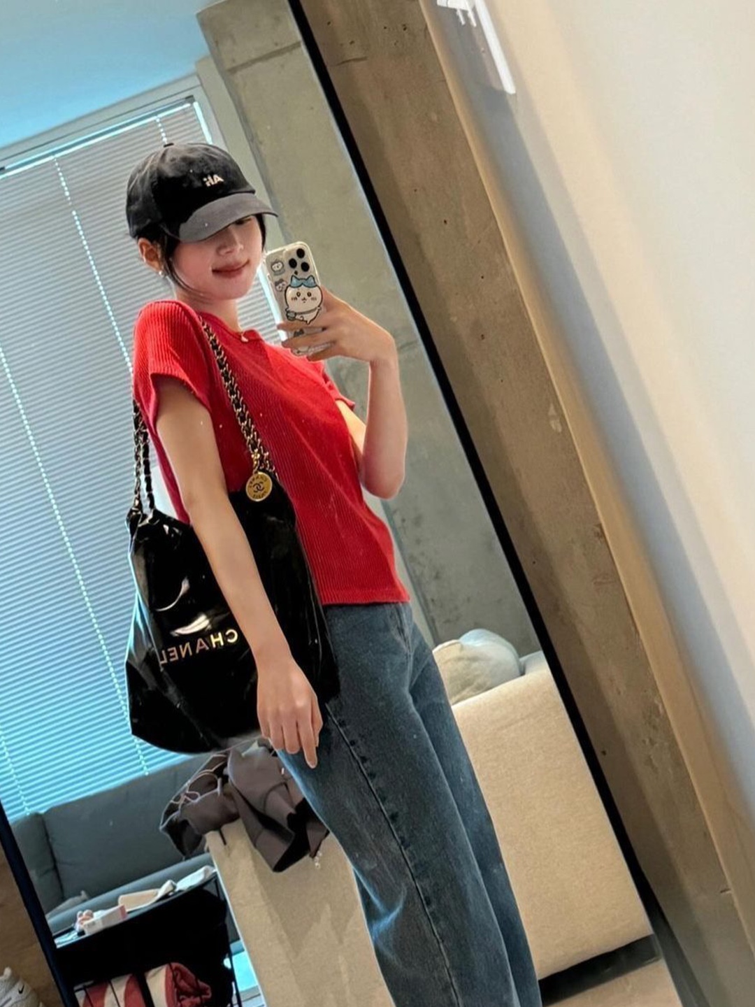 Play Comme des Garcons Red Heart T-Shirt Pink, (W) Play Comme des Garcons Double Heart T-Shirt Red 착용 스타일 - 2