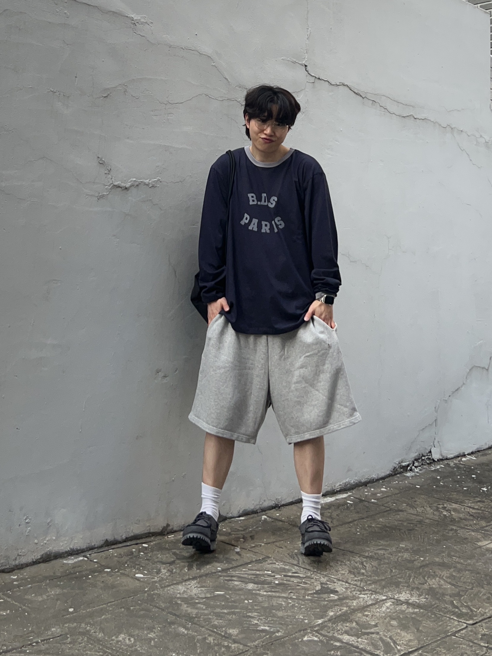 [KREAM 단독] Birthdaysuit BDS Paris Ringer T-Shirt Navy 착용 스타일 - 3