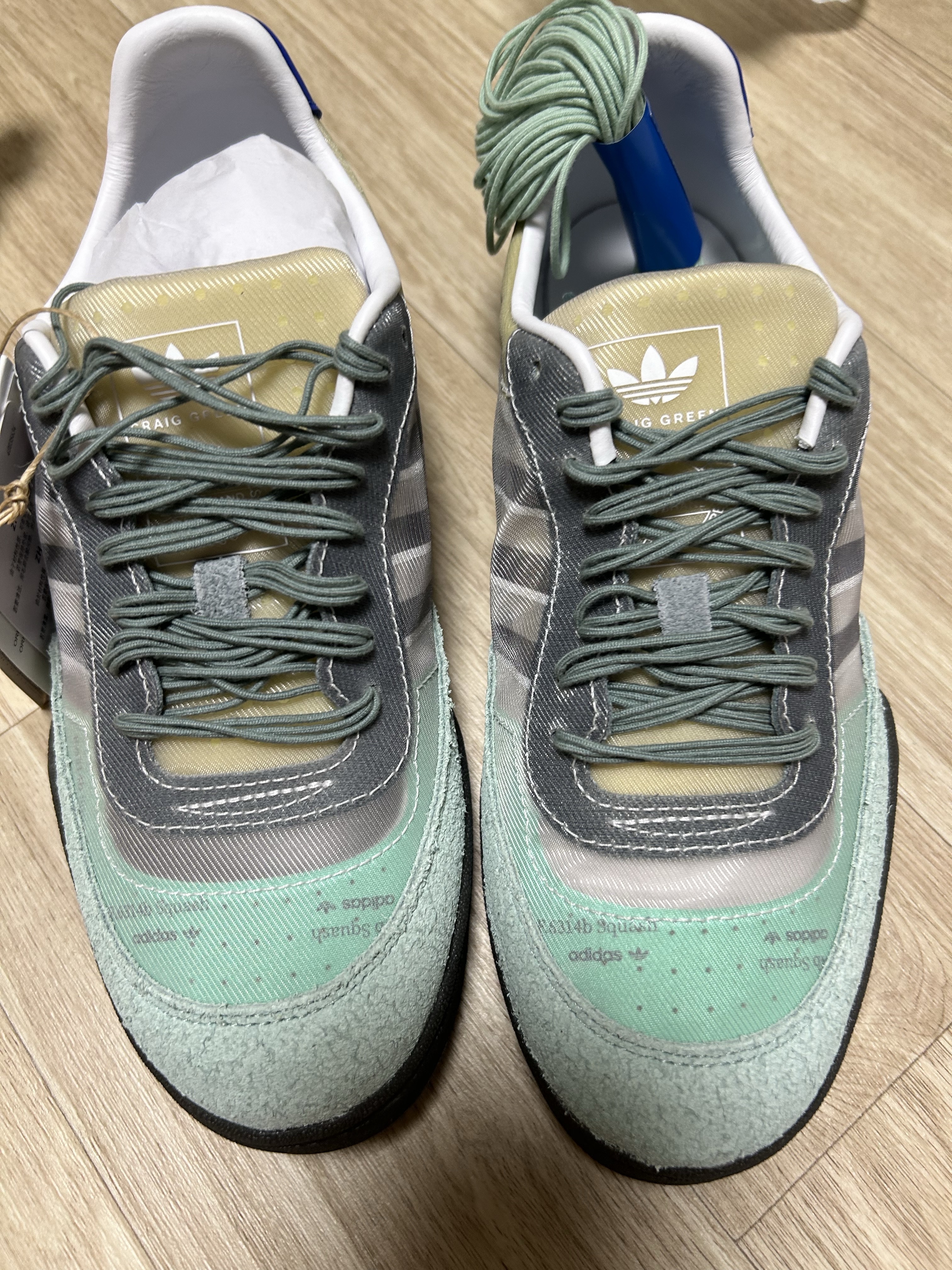 Adidas x Craig Green Squash Polta AKH Hazy Green Grey One Core White 착용 스타일
