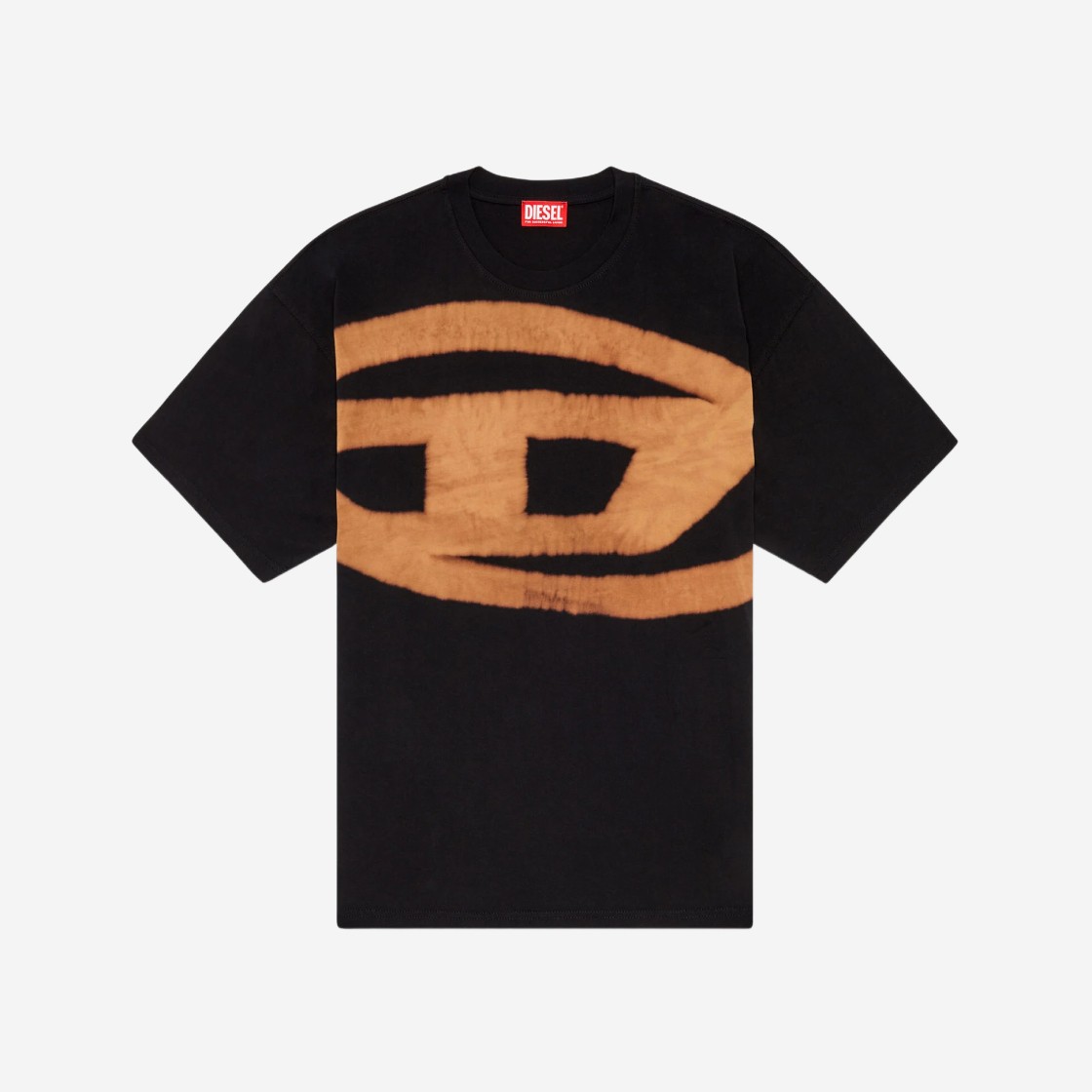 Diesel T-Boxt-Bleach T-Shirt with Bleached Oval D Logo Orange Black 상세 이미지 1