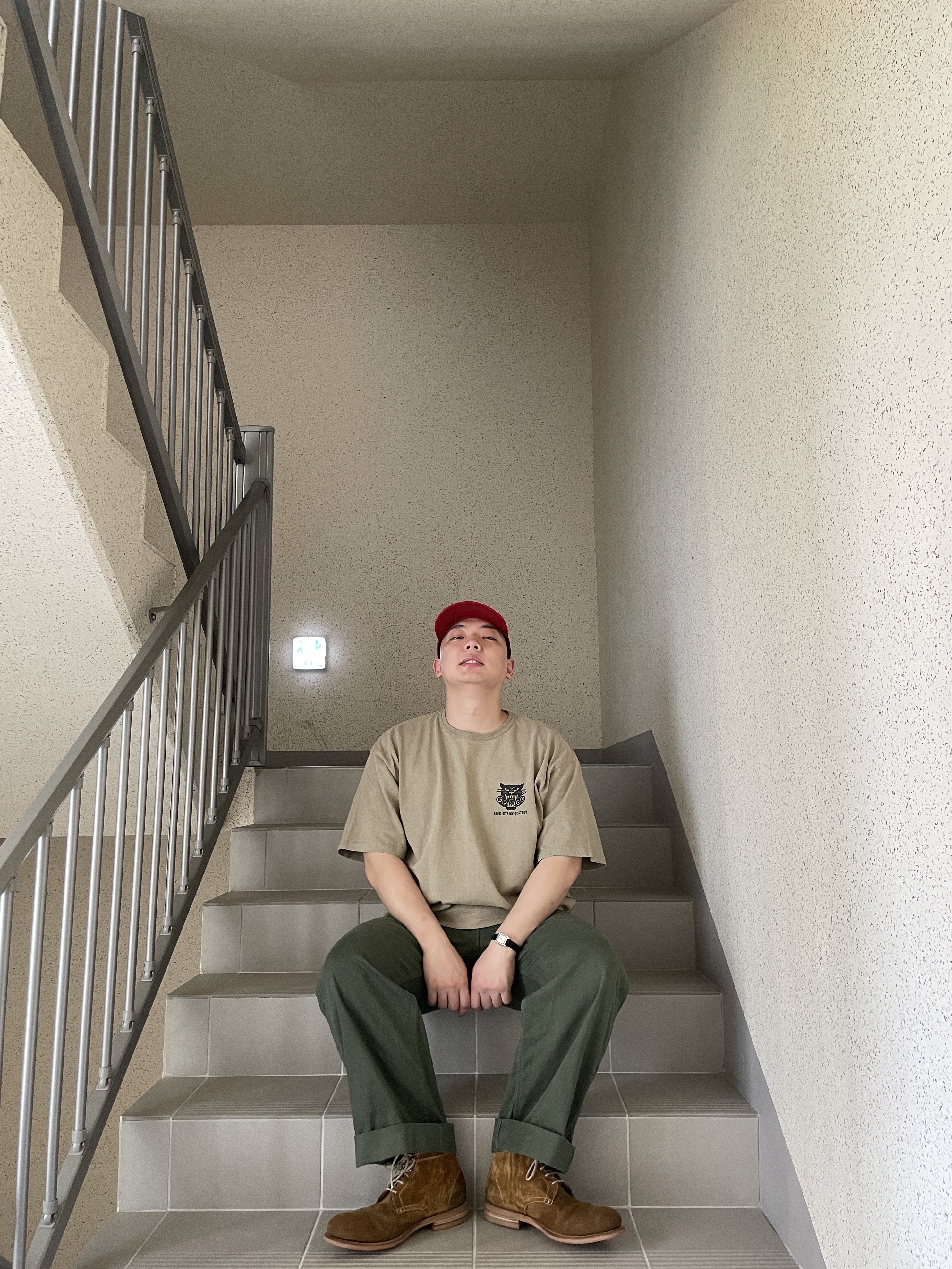 The Real McCoy's Logo Baseball Cap Red 착용 스타일 - 6