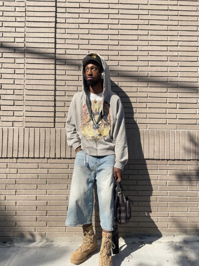 Basketcase Breacher Denim Shorts Light Blue 착용 스타일 - 1