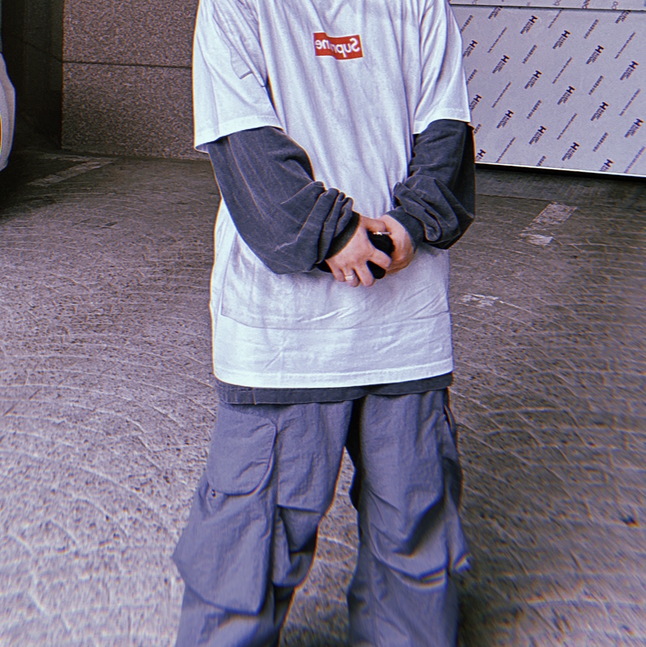 Supreme x MM6 Maison Margiela Box Logo T-Shirt White - 24SS 착용 스타일 - 2