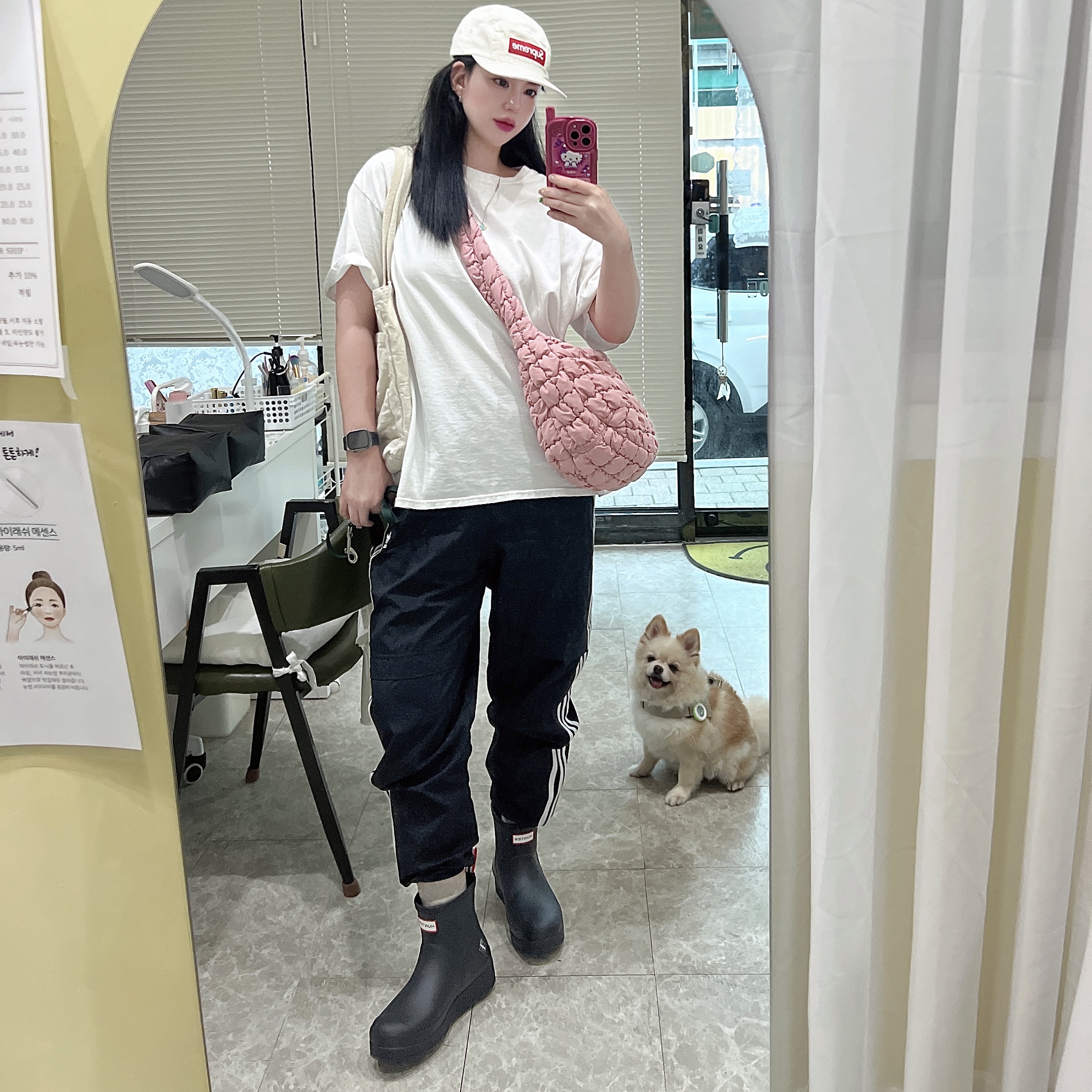 Supreme Washed Chino Twill Camp Cap Natural - 24SS, COS Quilted Messenger Bag Pink 착용 스타일