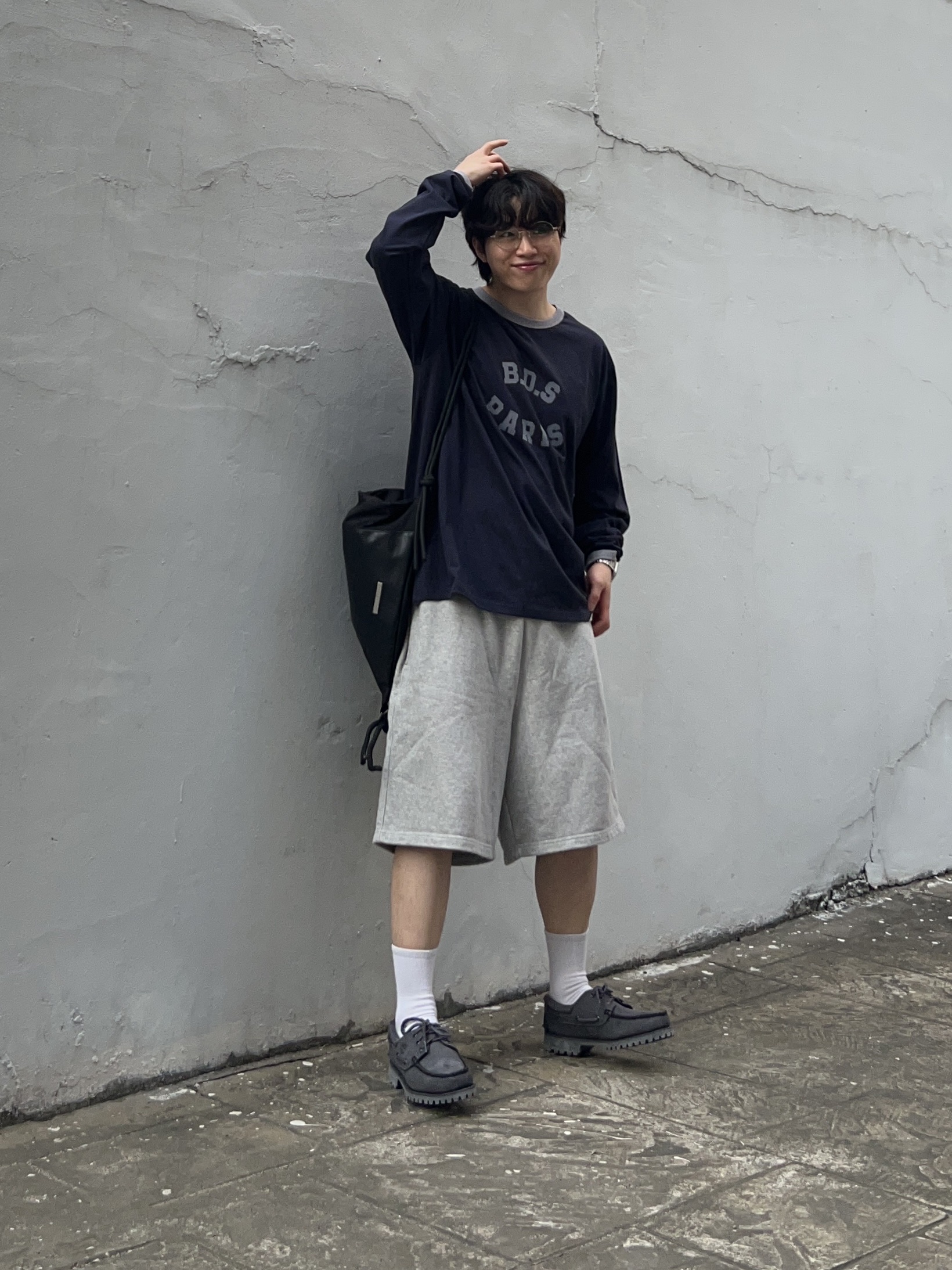 [KREAM 단독] Birthdaysuit BDS Paris Ringer T-Shirt Navy 착용 스타일 - 2