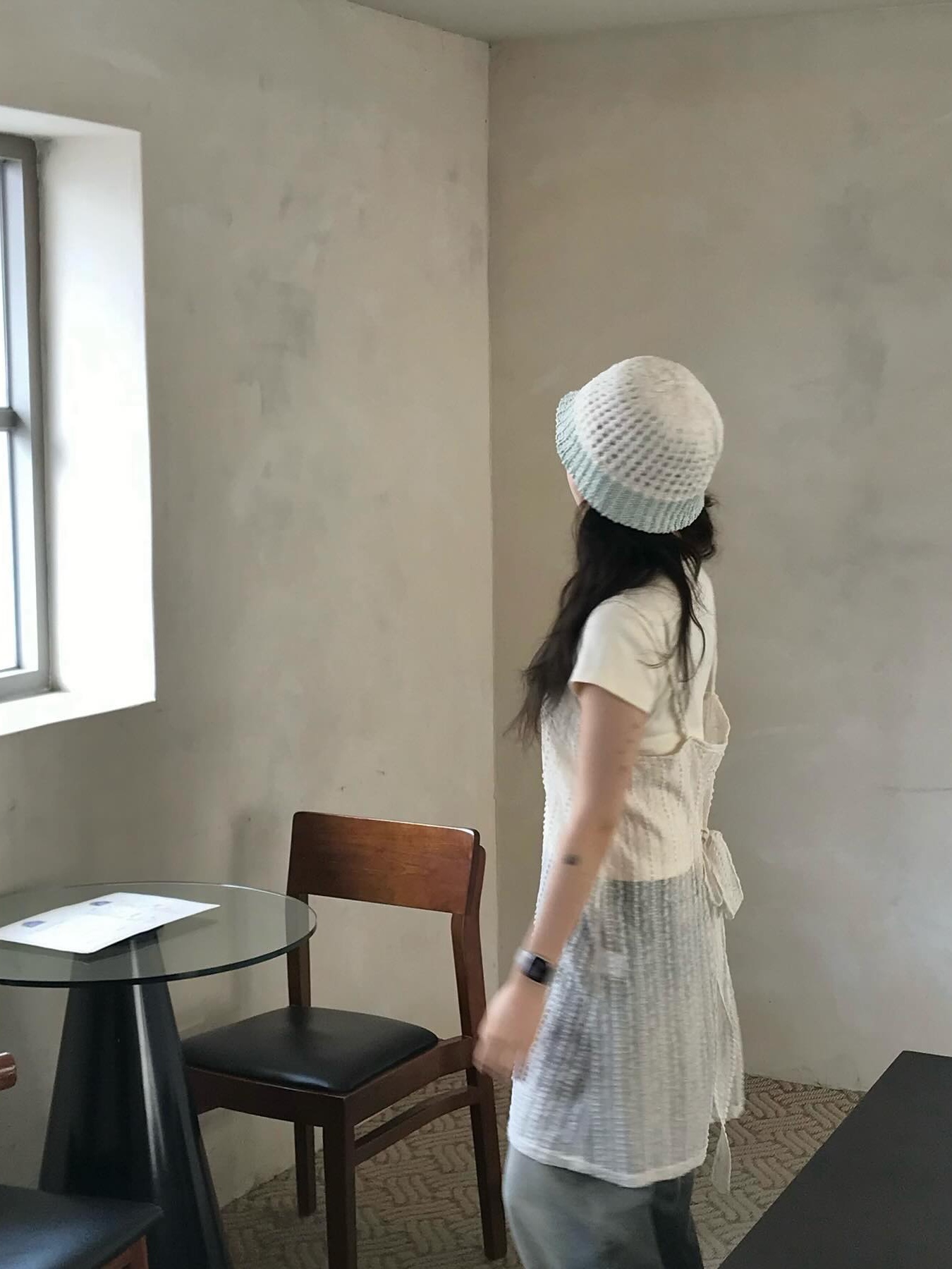 Allincomplete Soboro Bucket Hat Mint 착용 스타일 - 4