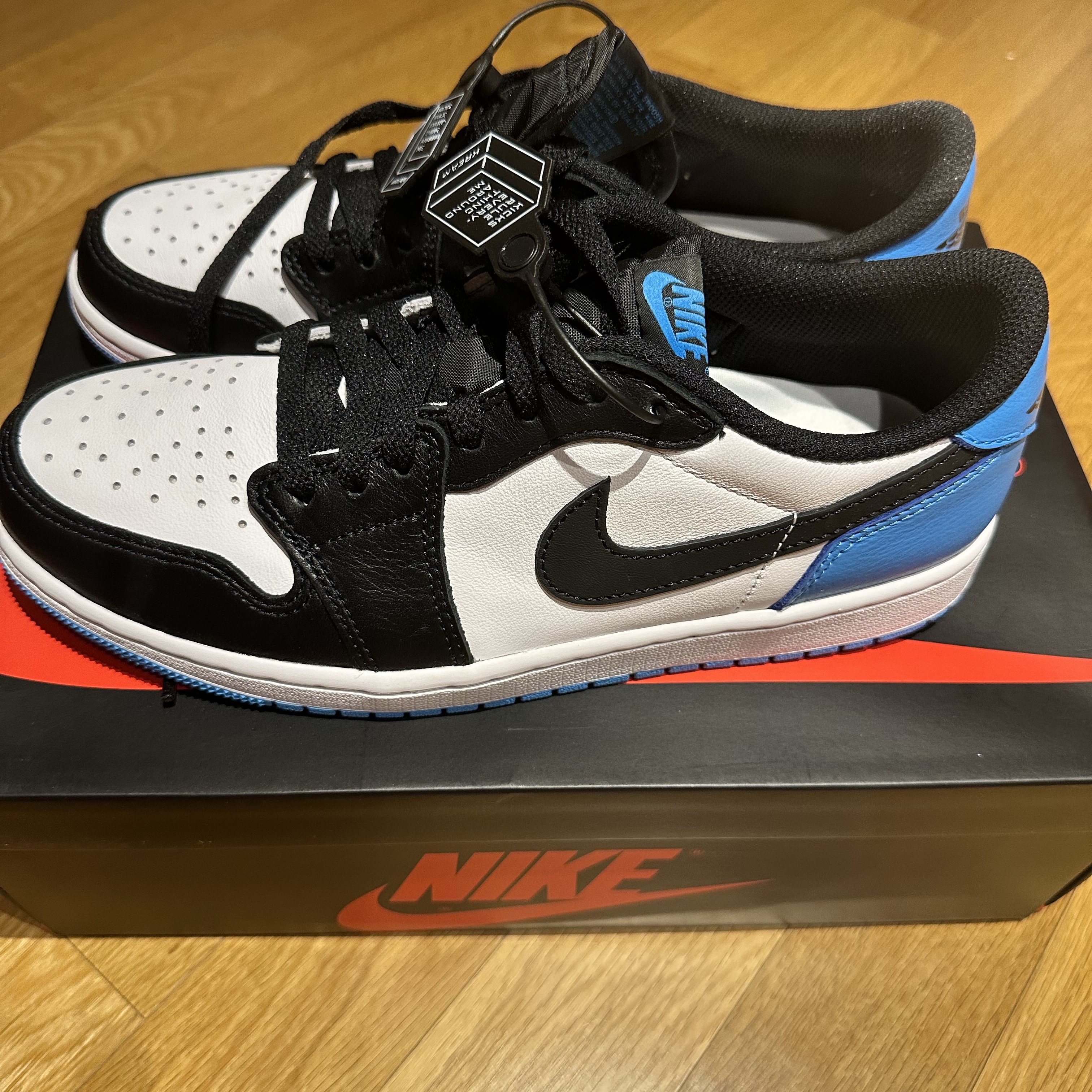 Jordan 1 Retro Low OG Black and Dark Powder Blue 착용 스타일