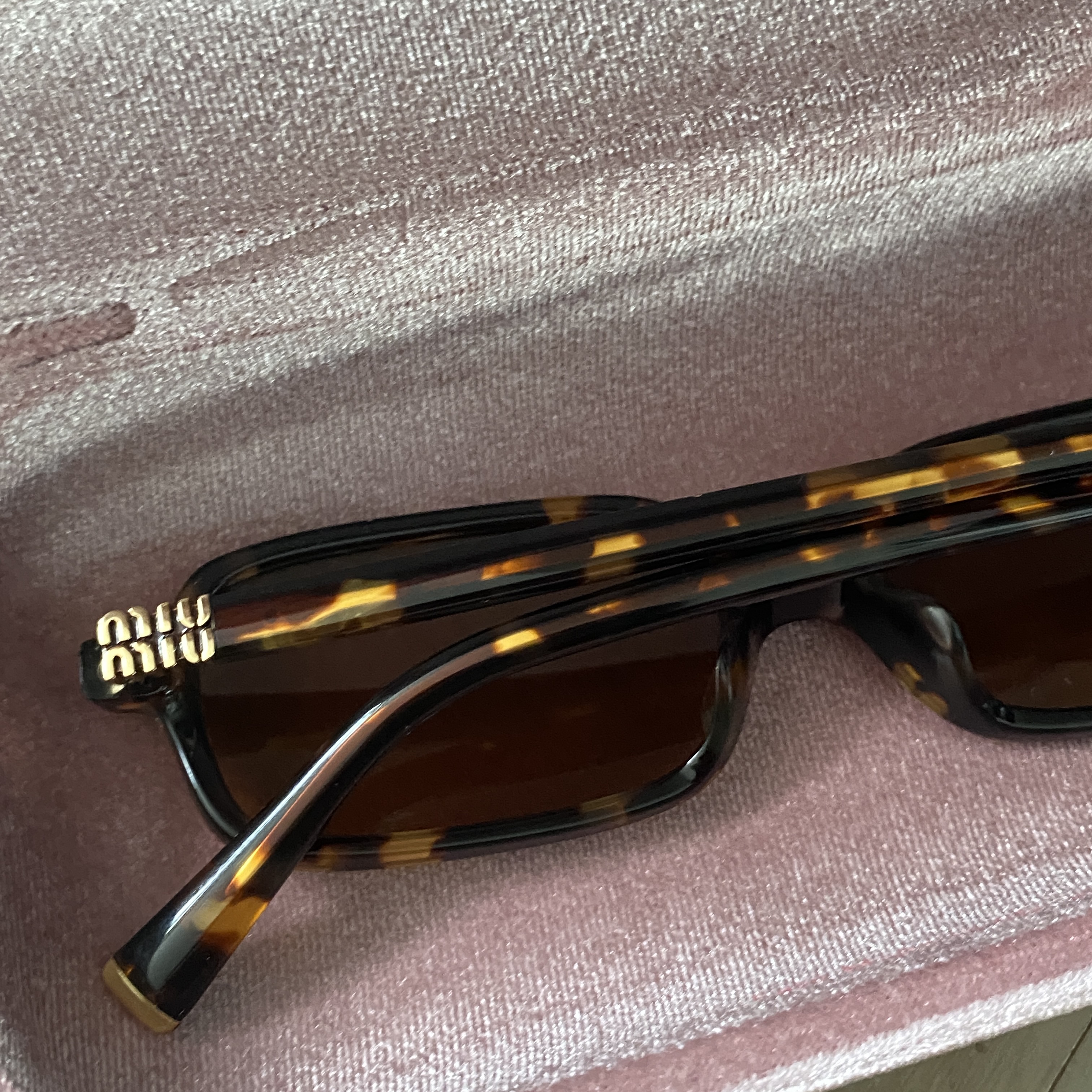(W) Miu Miu Regard Sunglasses Camel Beige Lenses Honey Tortoiseshell Acetate Standard fit 착용 스타일 - 2