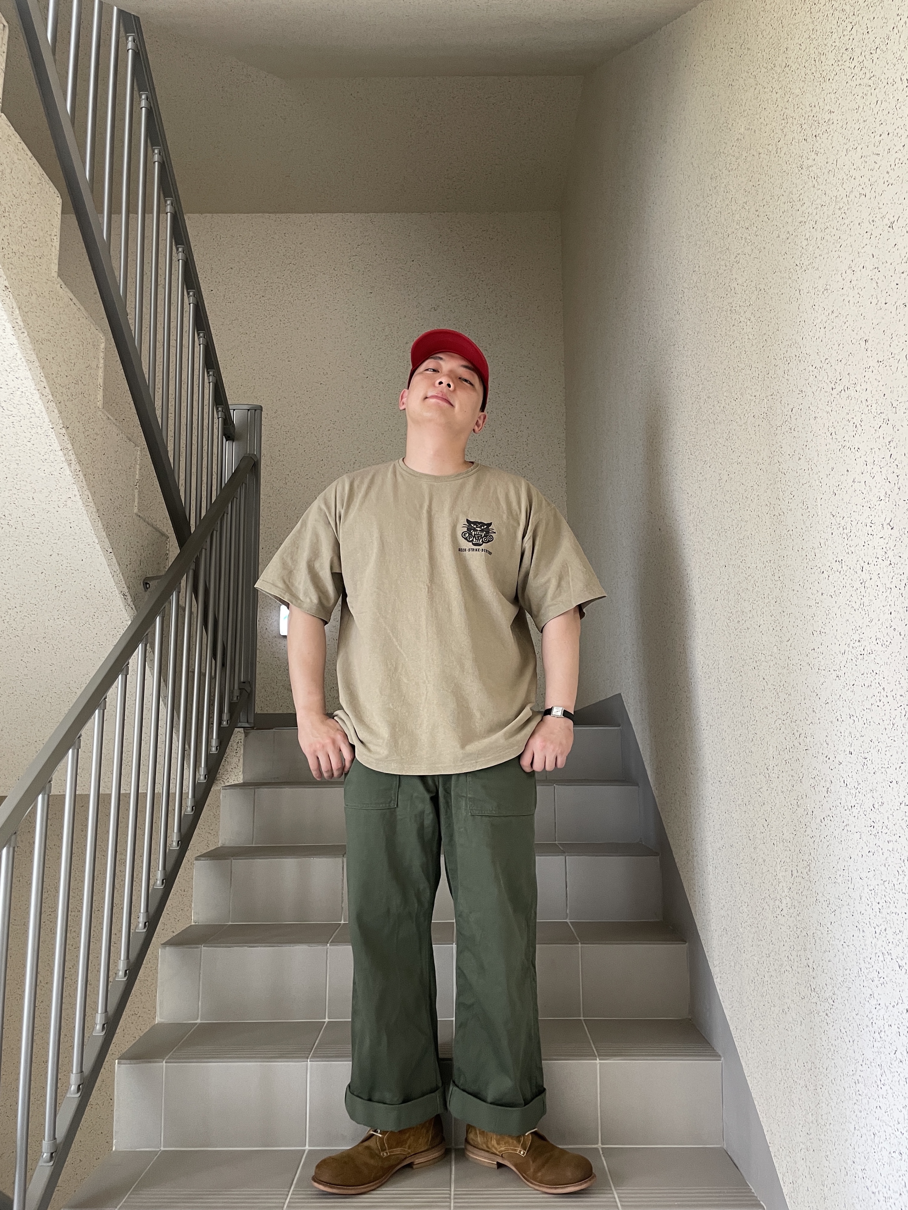 The Real McCoy's Logo Baseball Cap Red 착용 스타일 - 5