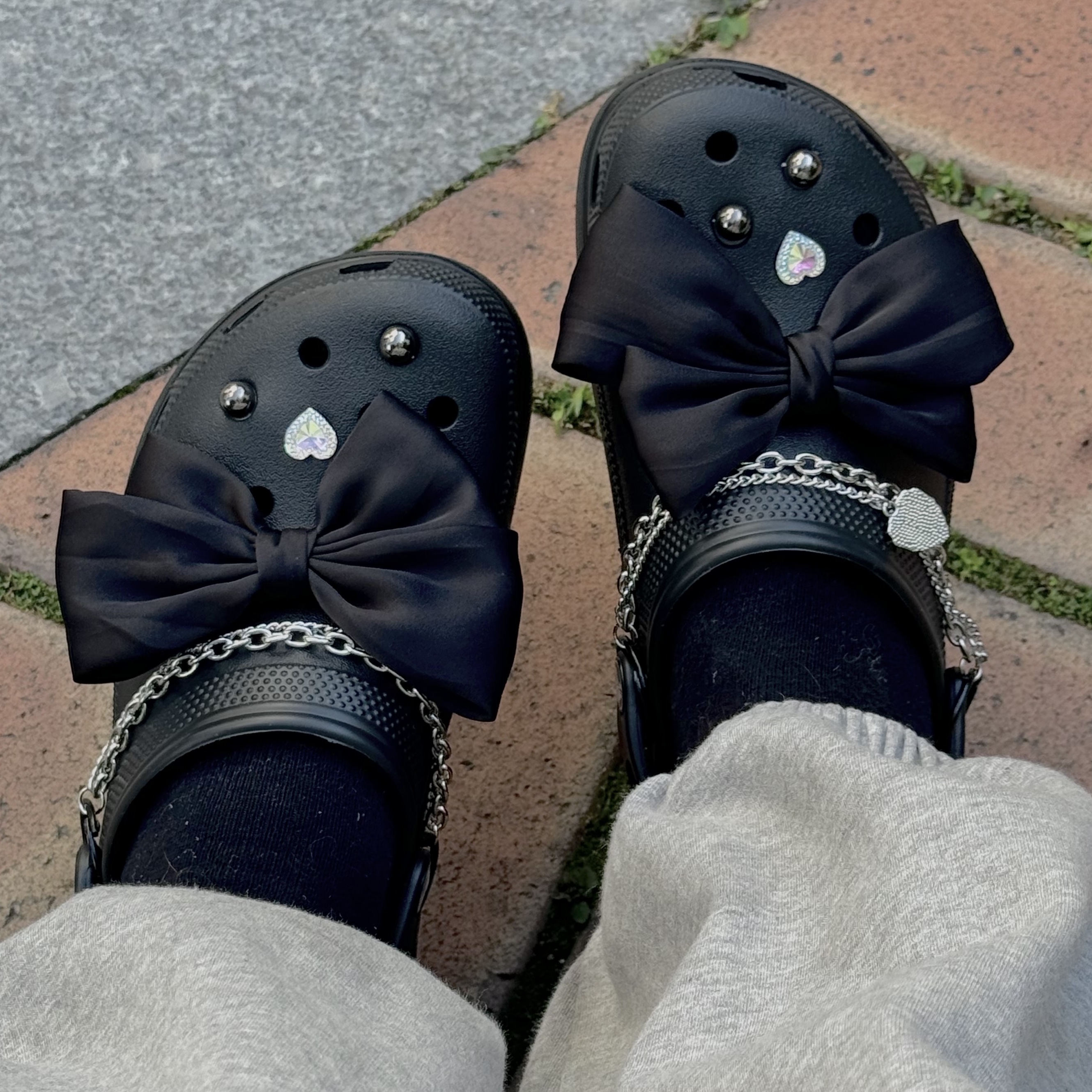 (W) Crocs Classic Platform Clog Black 착용 스타일